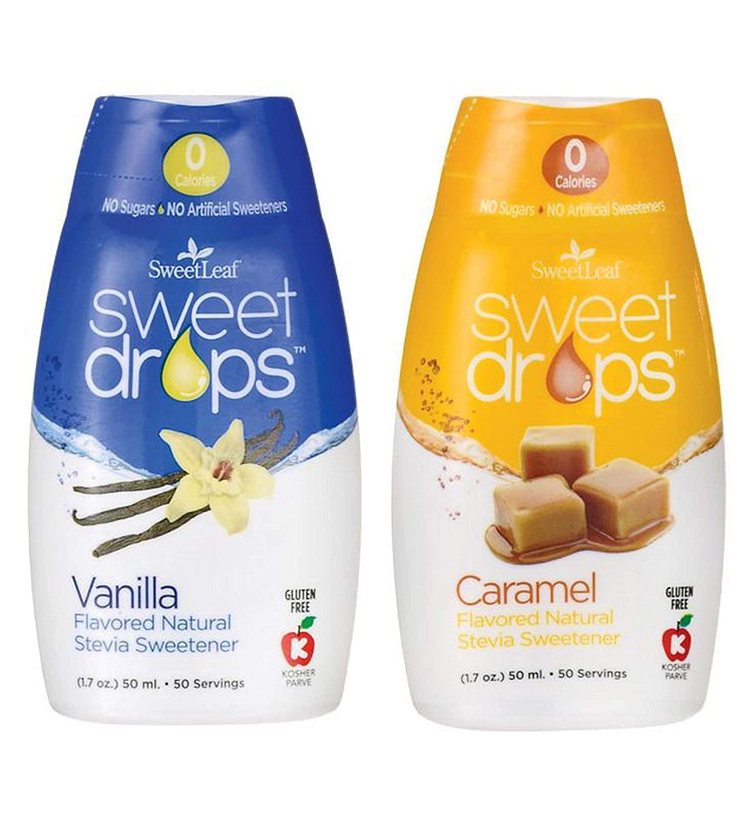 SweetLeaf Sweet Drops Flavored Stevia Sweetener Variety Pack (Caramel, Vanilla) - Liquid Stevia Drops, Zero Calories, Sugar Free, Gluten-Free, Non-GMO, Keto Friendly - 1.7 Fl Oz, Pack of 2