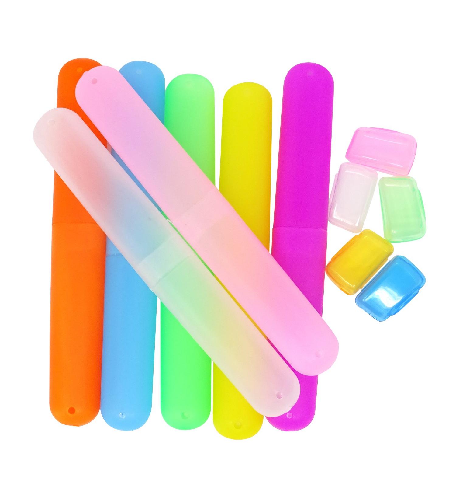 Honbay 7PCS Plastic Dust-Proof Toothbrush Case Holder for Daily and Travel Use with 5 Gifted Toothbrush Head Covers - Random Colors - Buy Online on GoSupps.com