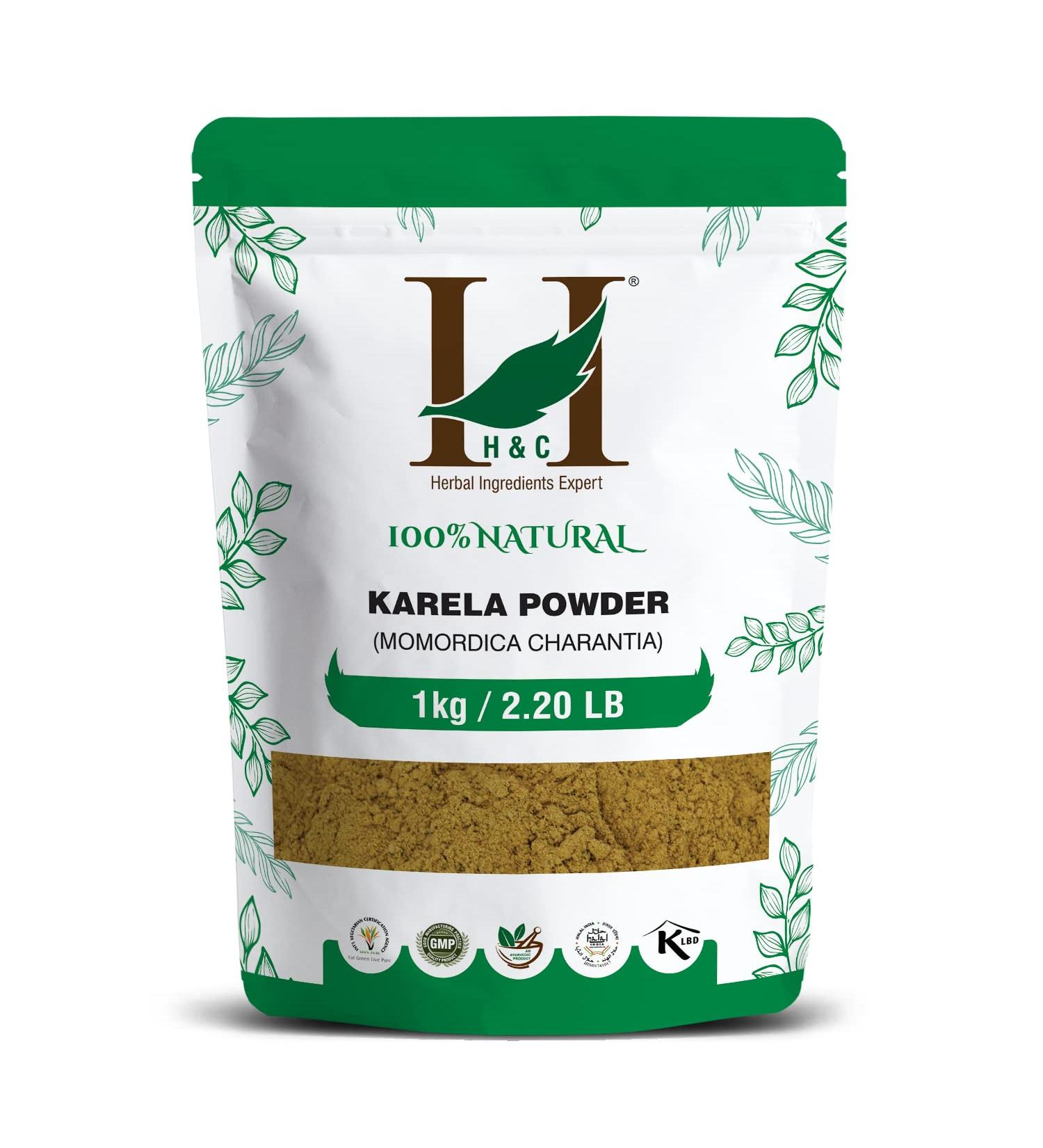 H&C Karela/Bitter Gourd Powder (Momordica charantia) - 1Kg | for Healthy Blood Sugar Levels | Metabolic Wellness 1.00 kg (Pack of 1)