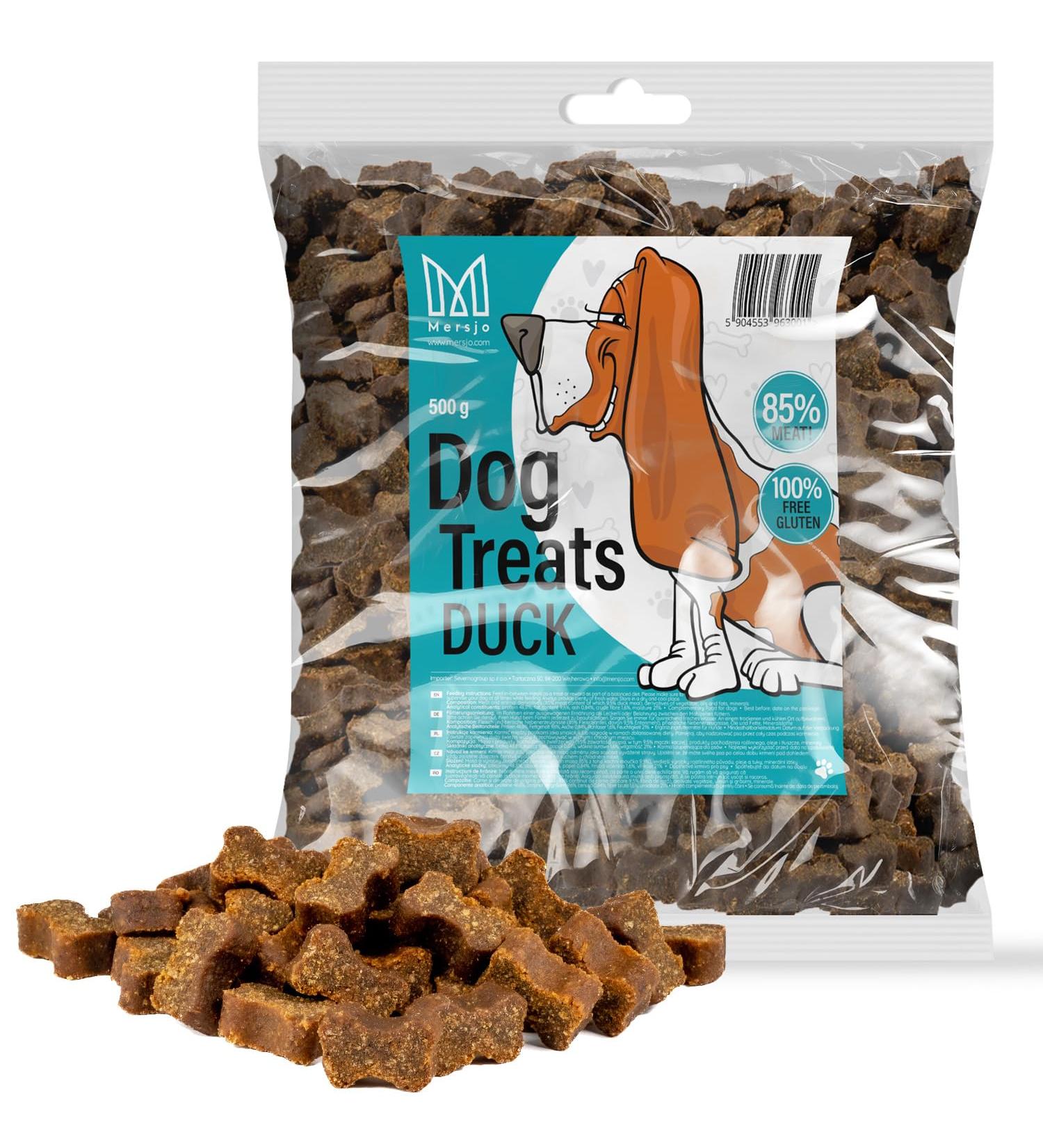 Mersjo Dog Snacks Training Treats - 500g Dried Meat Delicacies for All Breeds - Duck Dog Food Perfect Dry Training Treats - Buy Online on GoSupps.com