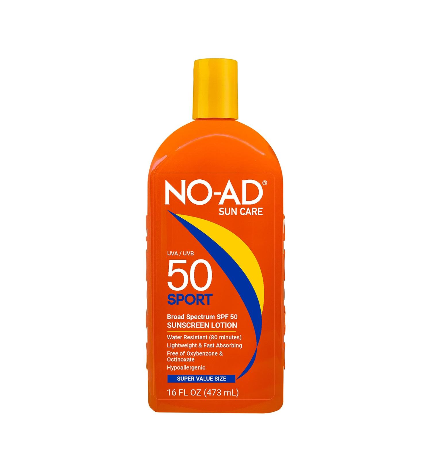 NO-AD Sport Sunscreen Lotion SPF 50 - 16 oz | Long-Lasting Protection for Outdoor Activities | Buy Online for International Shipping - Buy Online on GoSupps.com