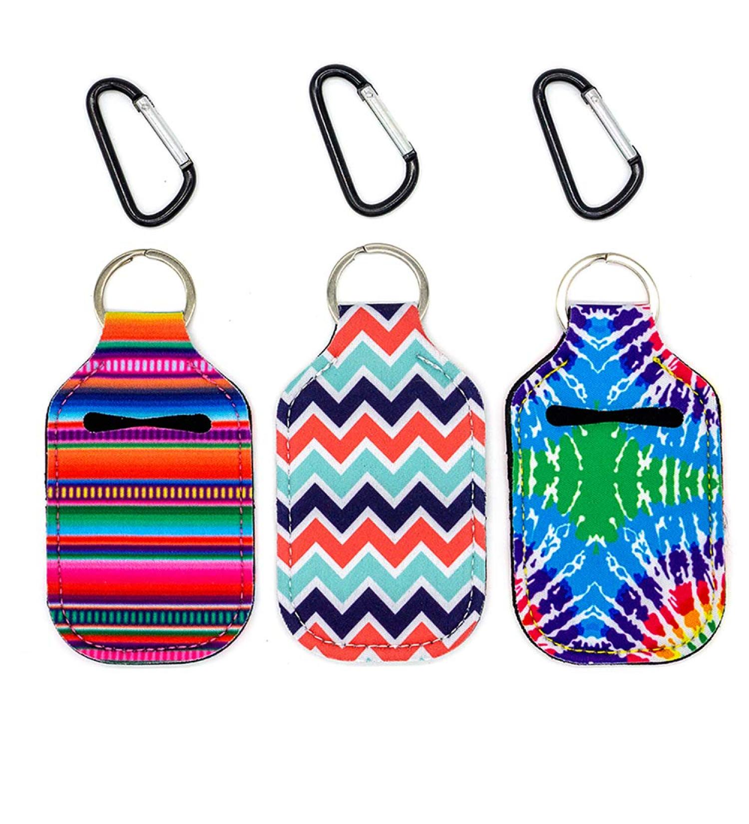 Hand Sanitizer Holder - 1 oz Travel Size Keychain Serape Tie Dye Design for Easy Attachment to Purse Backpack & Diaper Bag - Buy Online on GoSupps.com