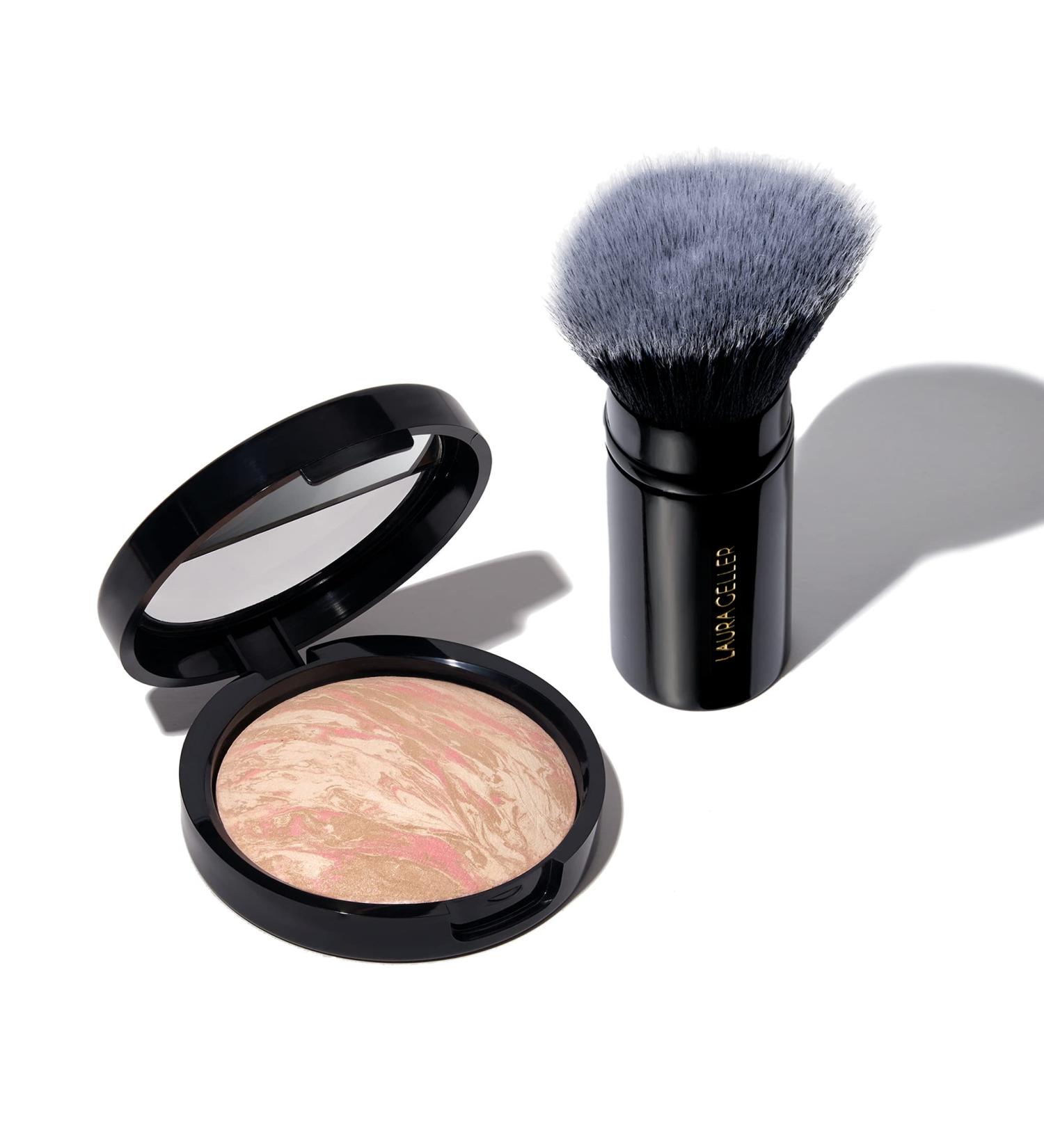 LAURA GELLER NEW YORK Baked Balance-n-Brighten Powder Foundation in Porcelain + Kabuki Brush - Buy Online on GoSupps.com