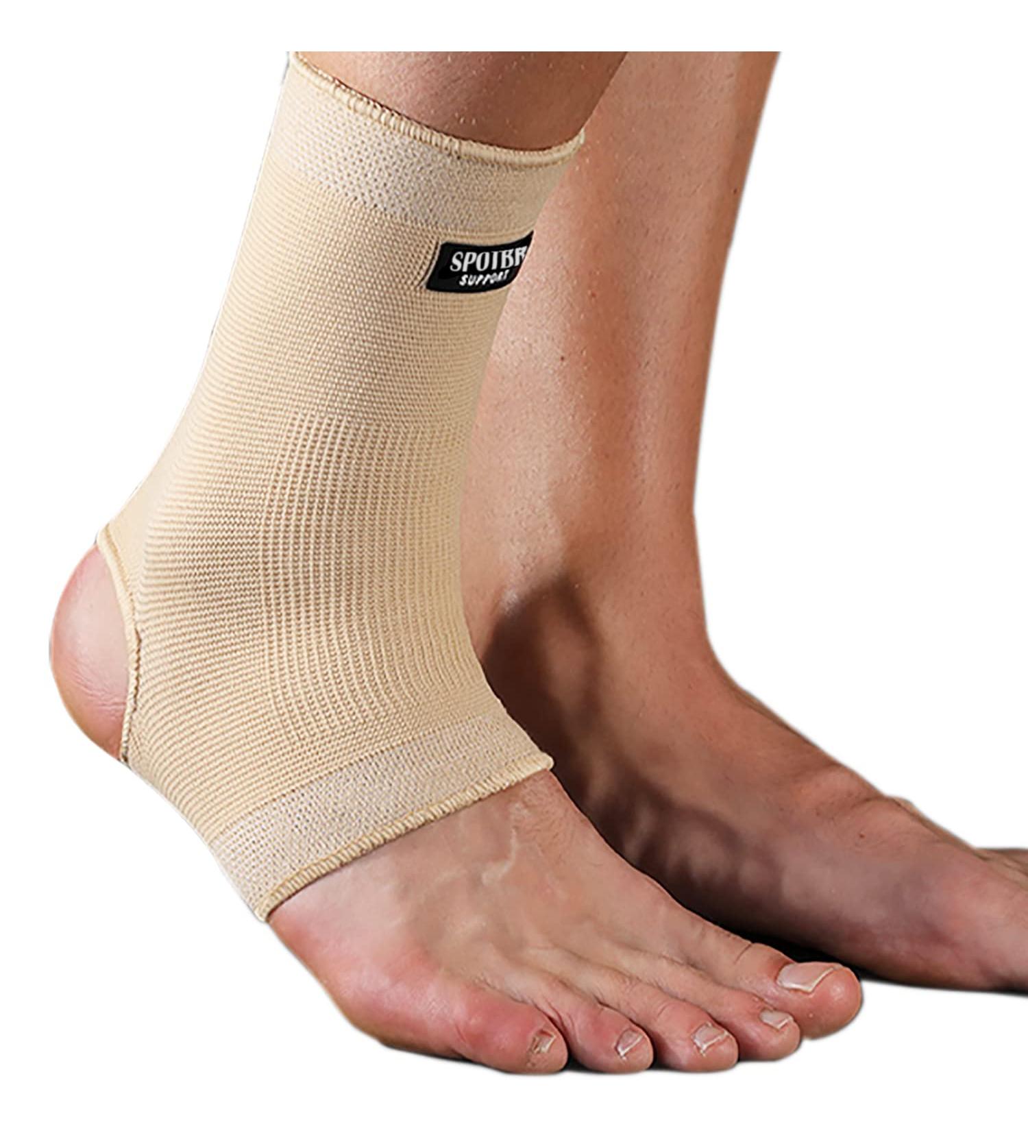 SPOTBRACE Ankle Brace Compression Sleeve (2 PACK) - Breathable Support for Men and Women - Ideal for Swelling, Plantar Fasciitis, Sprains - Nude, Large - Buy Online on GoSupps.com