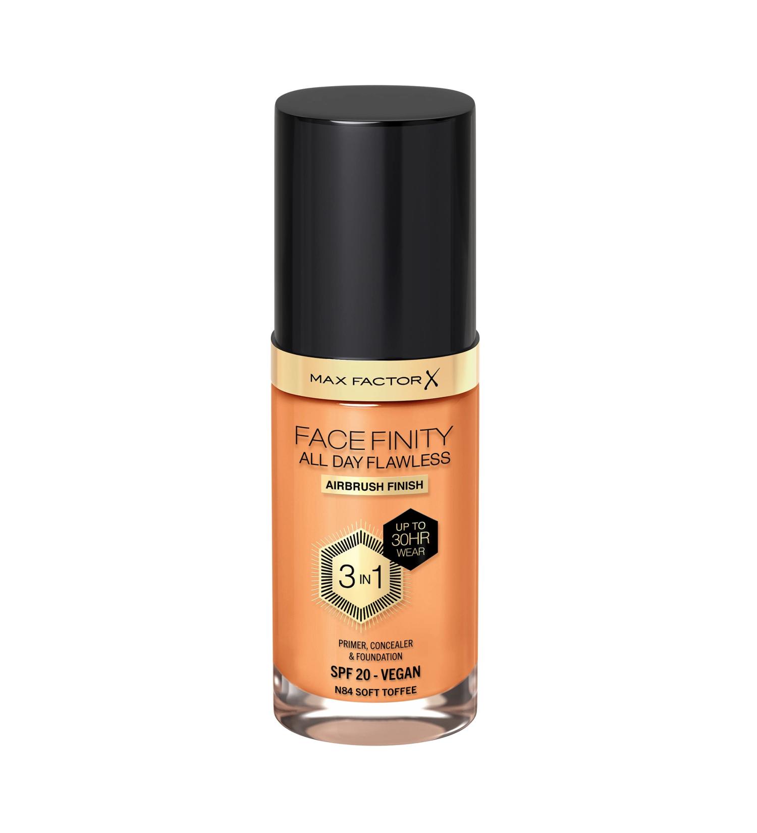 Max Factor Facefinity 3-in-1 All Day Liquid Foundation SPF 20 - 84 Soft Toffee 30ml | Pack of 1 - Buy Online on GoSupps.com