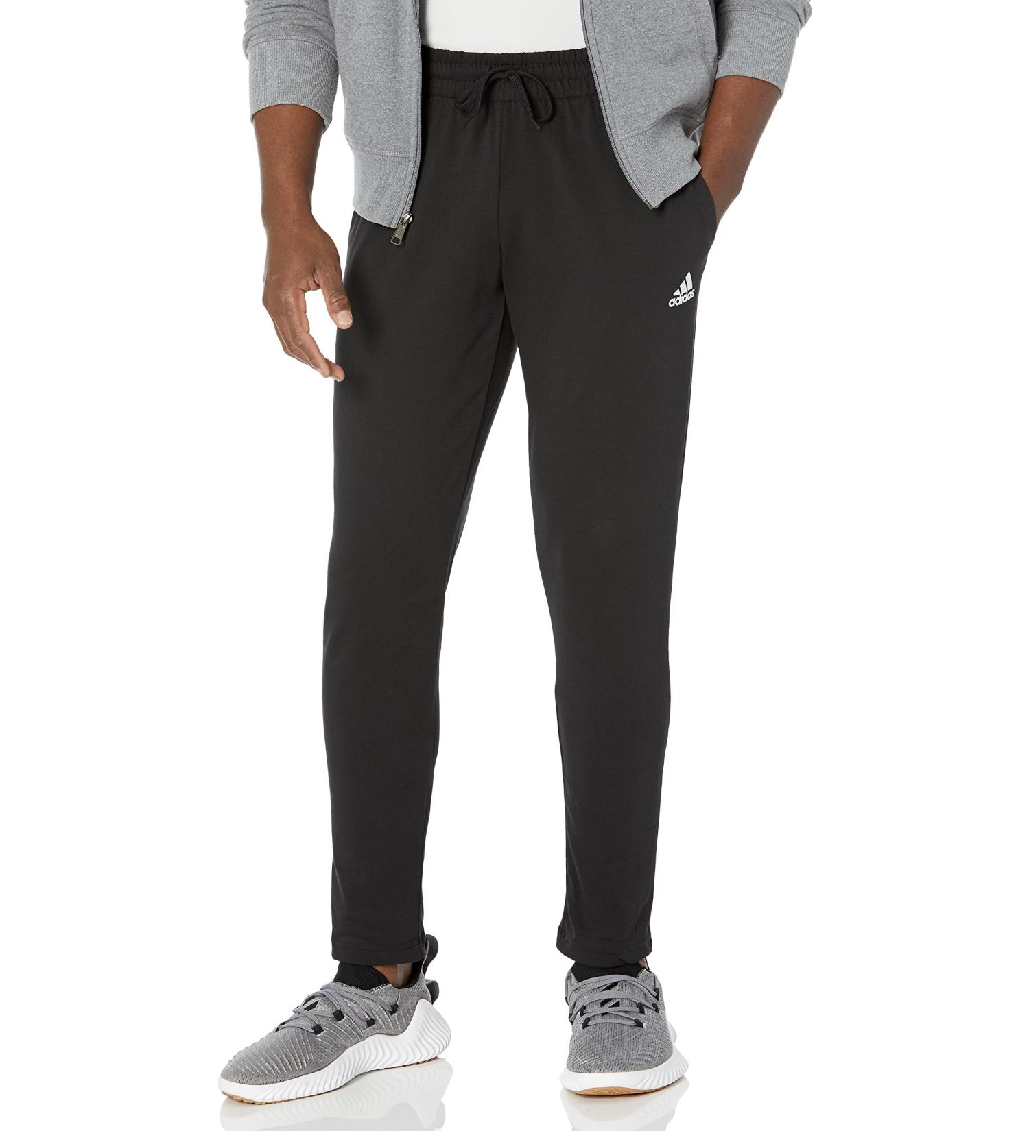adidas Men's Essentials Single Jersey Tapered Open Hem Pants Medium Black