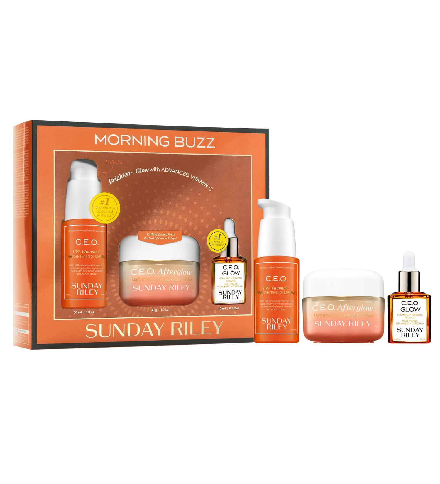 Sunday Riley Morning Buzz Vitamin C Brightening Trio - Best International Skincare Set for Radiant Skin - Buy Online on GoSupps.com