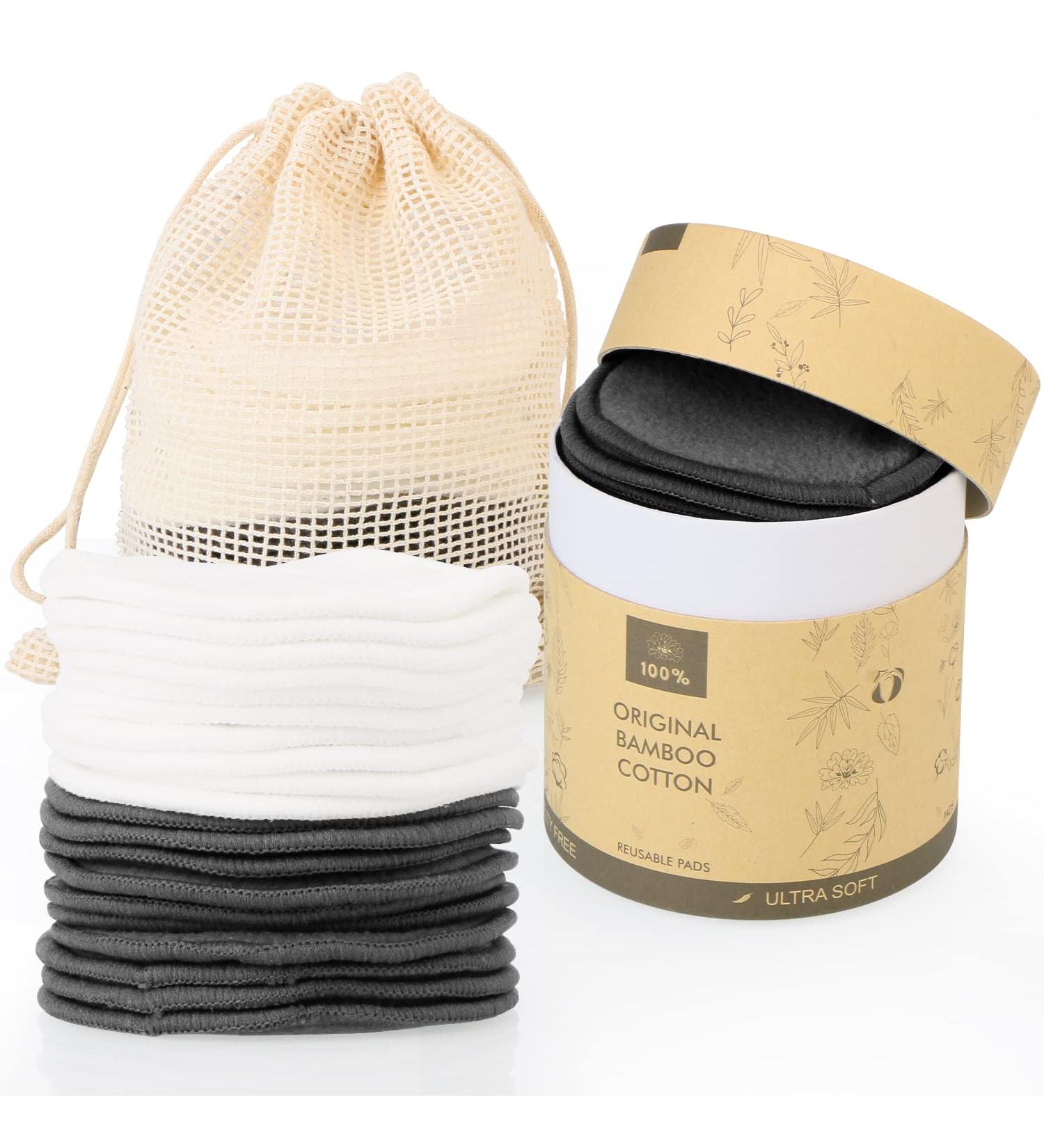 Unimeix Washable Makeup Remover Pads - 20 Reusable Cotton Cushions with Laundry Bag & Bamboo Tube | Eco-Friendly Sustainable Beauty Essentials - Buy Online on GoSupps.com