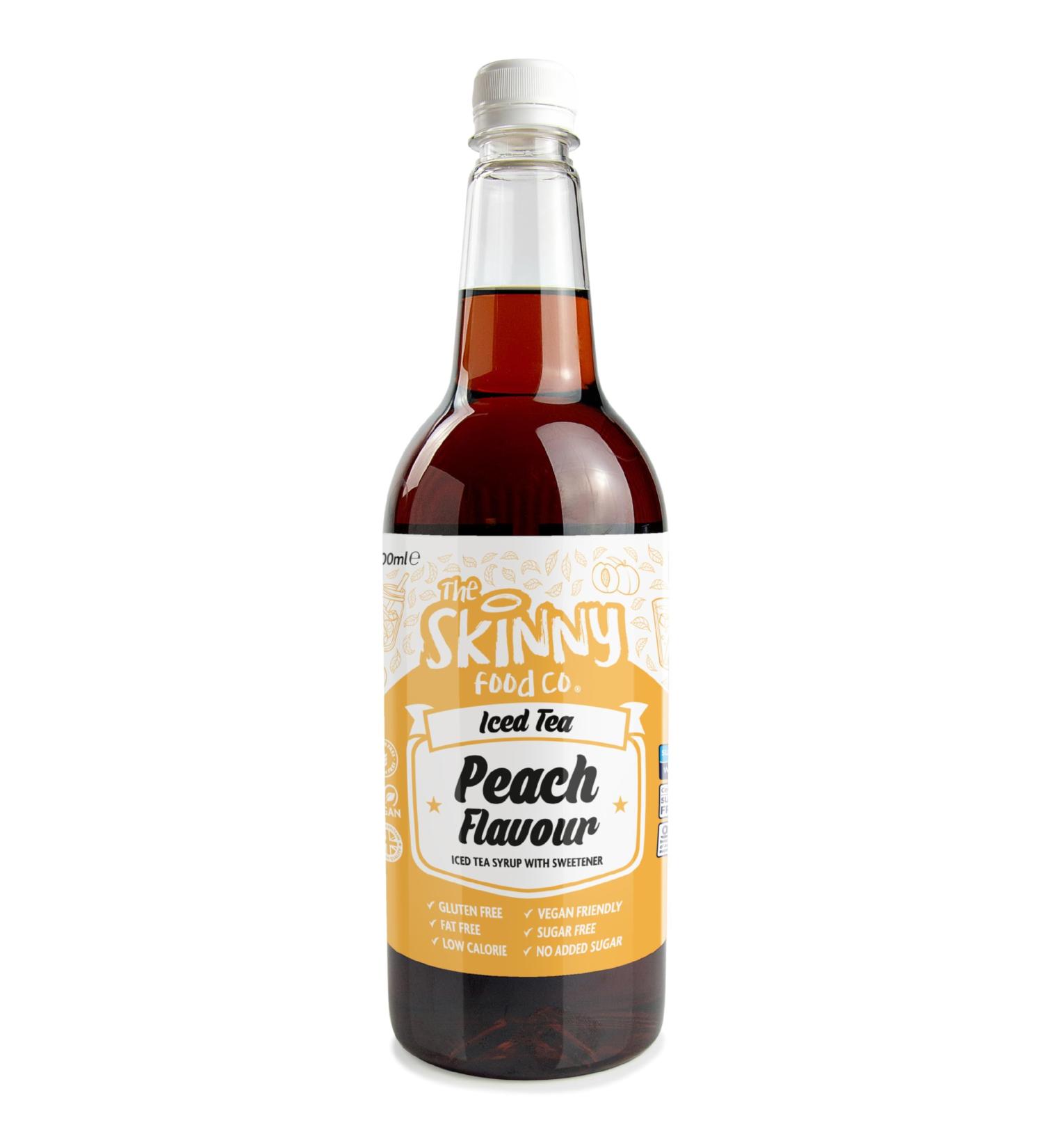 Skinny Food Co Peach Iced Tea Syrup 1L - No Added Sugar - For Cocktail Coffee Tea Mocktail Dessert Syrup - Keto & Gluten-Free - Vegan Peach Syrup - Low Calorie & Sugar Free Syrup - Buy Online on GoSupps.com