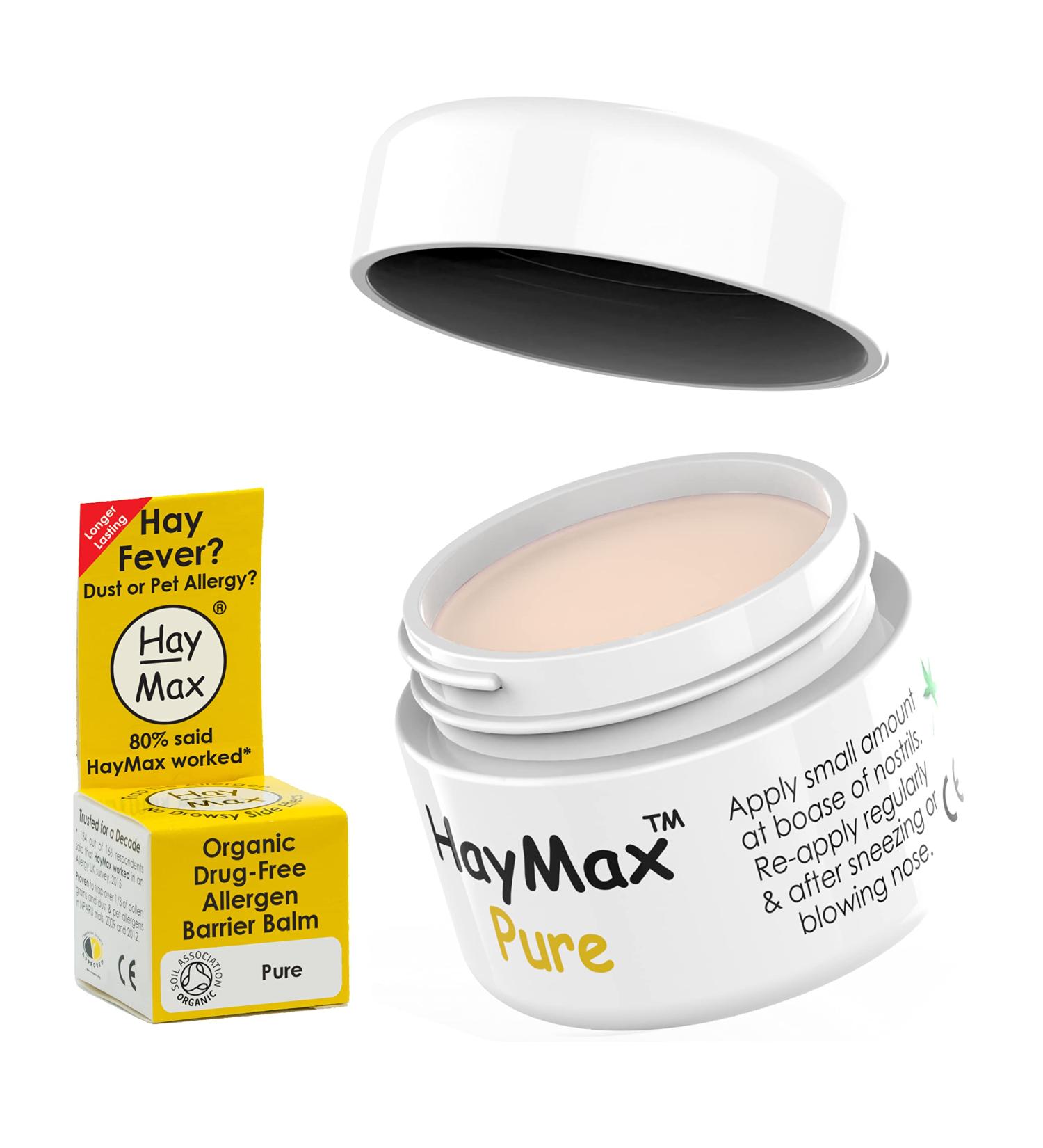 HayMax Allergen Barrier Balm 5ml - Organic Non-Drowsy Relief for Hay Fever Allergies - Blocks Pollen Dust & Allergens - For Adults, Kids & Pregnant Women - Buy Online on GoSupps.com