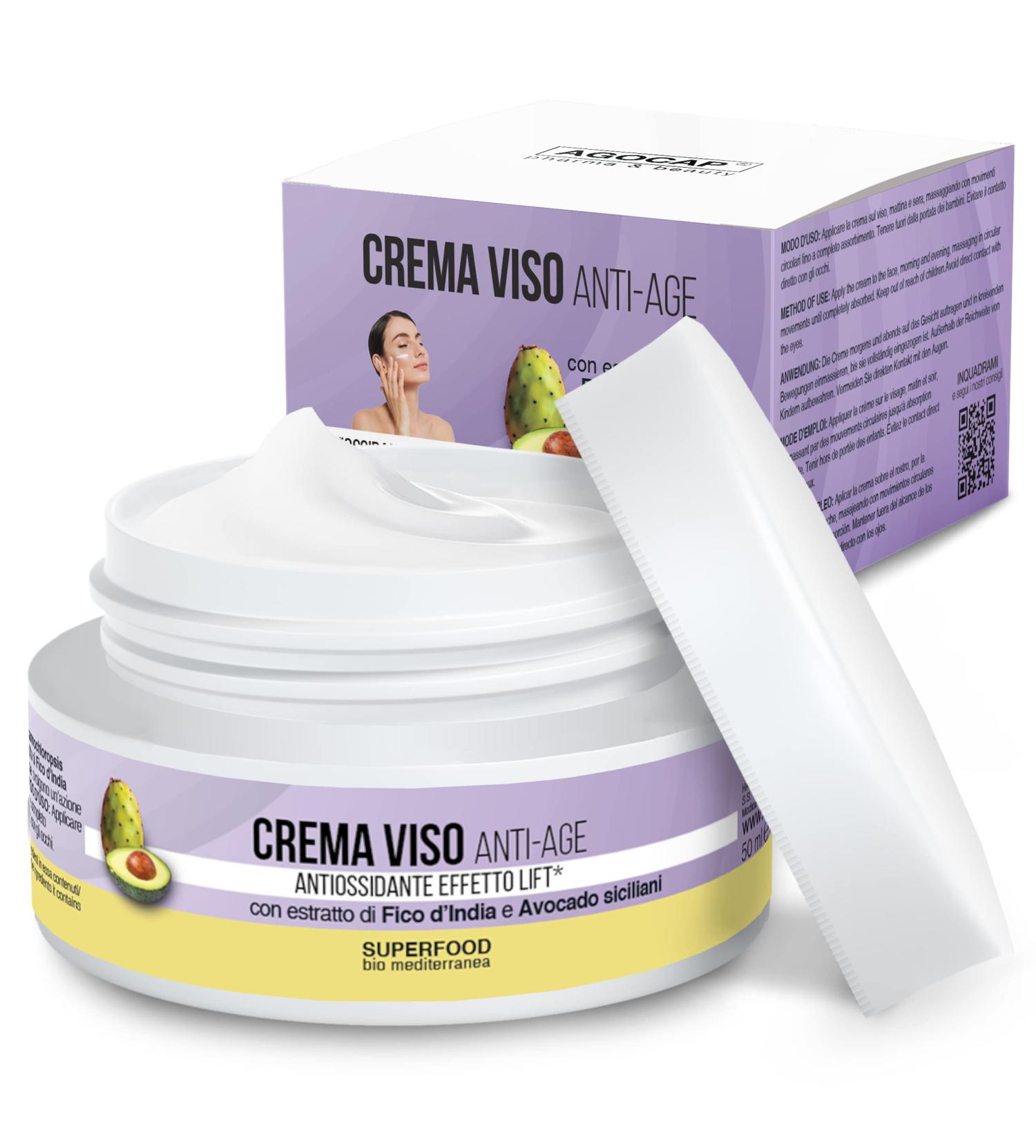 ANTI-AGING Face Cream with Avocado and Prickly Pear | 50 ml anti-wrinkle moisturizing cream with goji berries. Against skin aging for sensitive skin - Buy Online on GoSupps.com