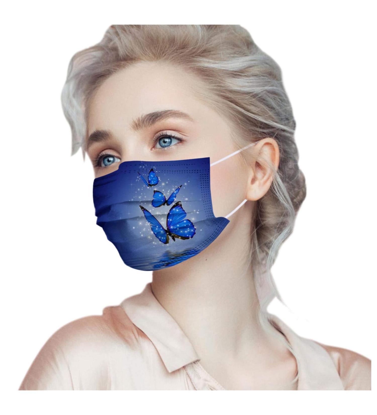 50PCS Single Use Breathable Soft_Mask Butterfly Print 3 Ply Protection Fashion Elegent (50(F)) - Buy Online on GoSupps.com