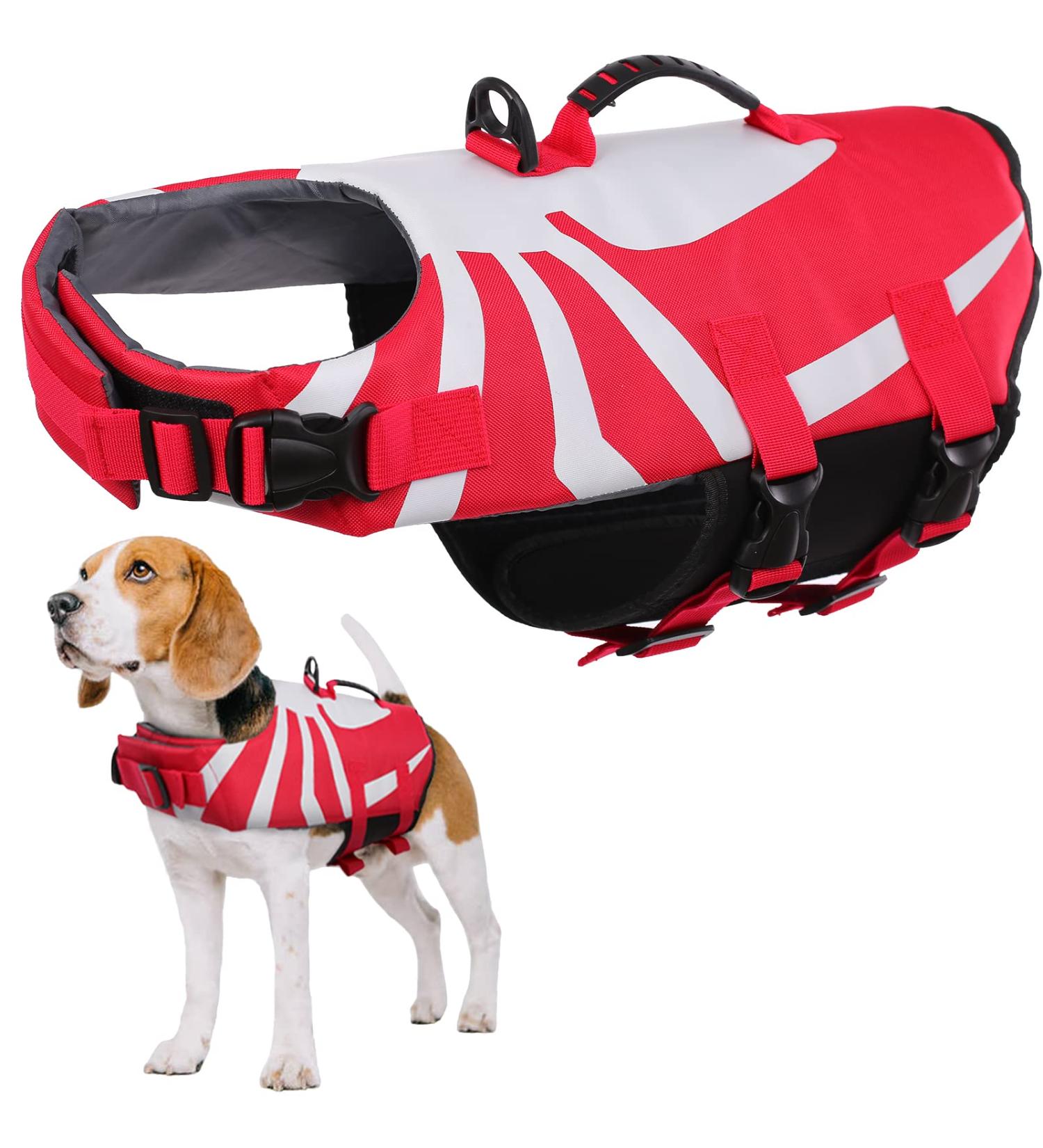 Adjustable Dog Rescue Vest - Safety Jacket for Swimming & Training | Red | Large - Buy Online on GoSupps.com
