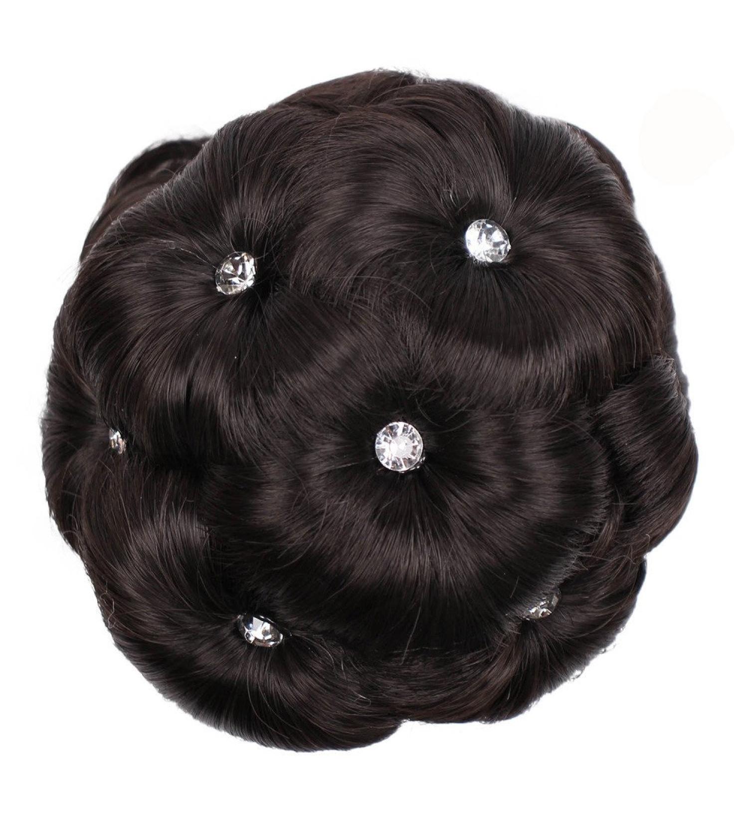 Battnot dutt hair part braid for women clip diamond women girl wig hair ring curly bride make-up rolls flowers chignon hair part pretty pony-hair ring roll (13cm black) 13cm black