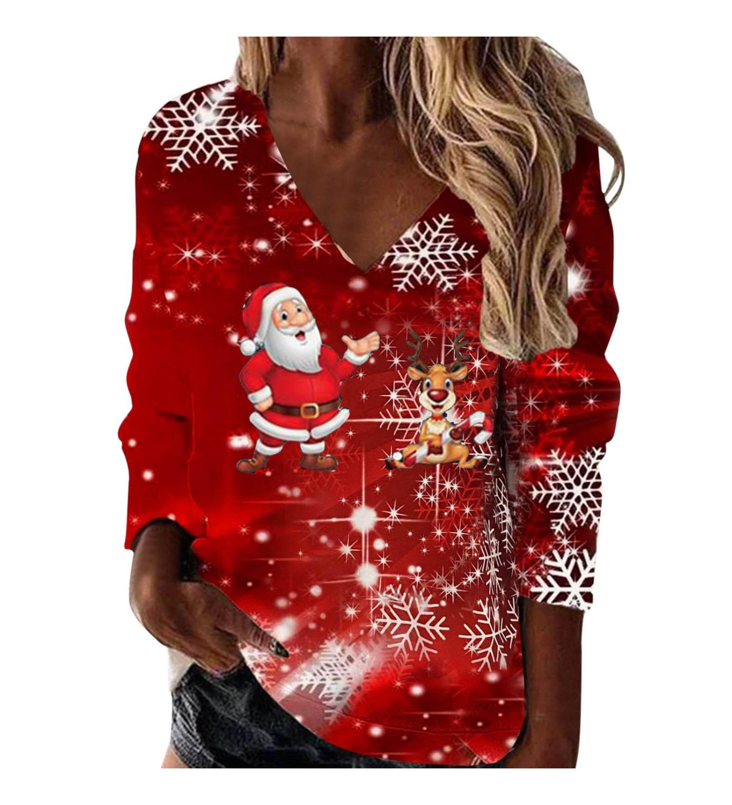 Shop Women's Christmas Sweater - Rudolph Reindeer & Santa Claus Hooded Cashmere Sweatshirt - Perfect Holiday Apparel - Buy Online on GoSupps.com