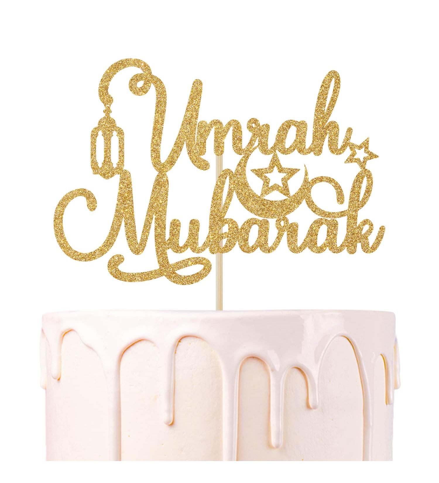 Gold Glitter Umrah Mubarak Cake Topper Happy Eid/Eid Mubarak/Ramadan Mubarak Festival Ramadan Party DecorationsSupplies Gold Umrah Mubarak - Buy Online on GoSupps.com