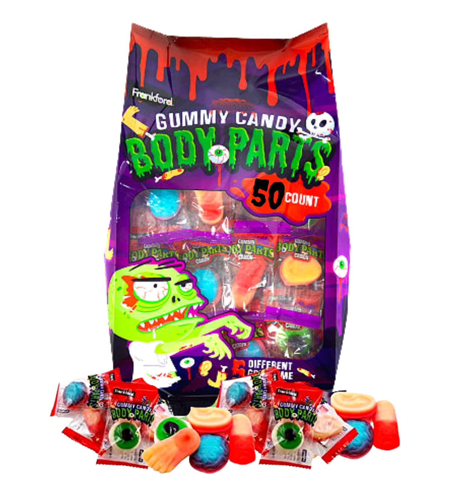 Frankford Halloween Gummy Candy Body Parts - Spooky 50 Piece Pack - Buy Online on GoSupps.com