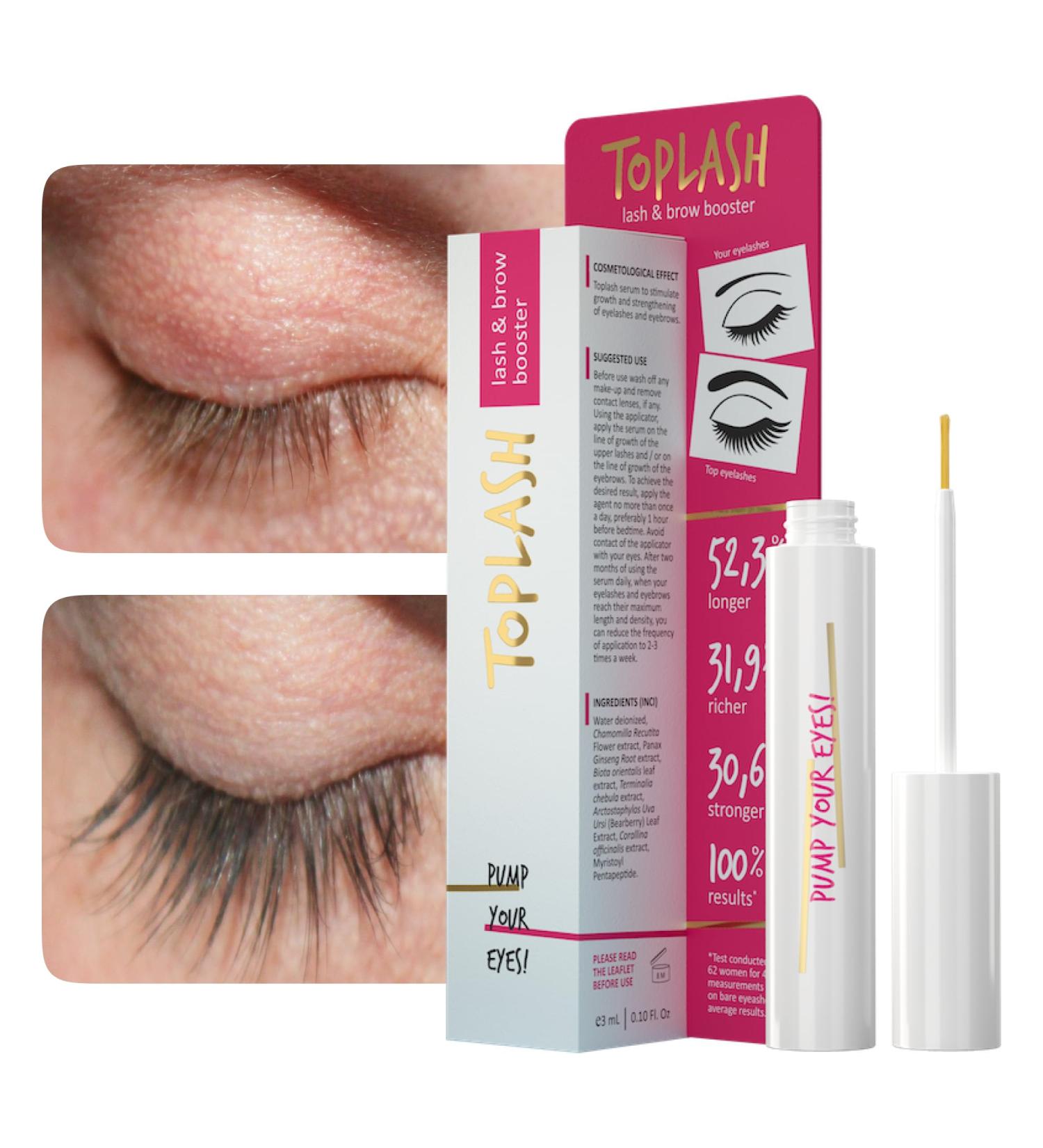 TOPLASH Eyelash Growth Serum - Natural, Cruelty-Free, Hypoallergenic Formula for Longer, Thicker Brows & Lash Boost - 0.1 fl.oz - Buy Online on GoSupps.com
