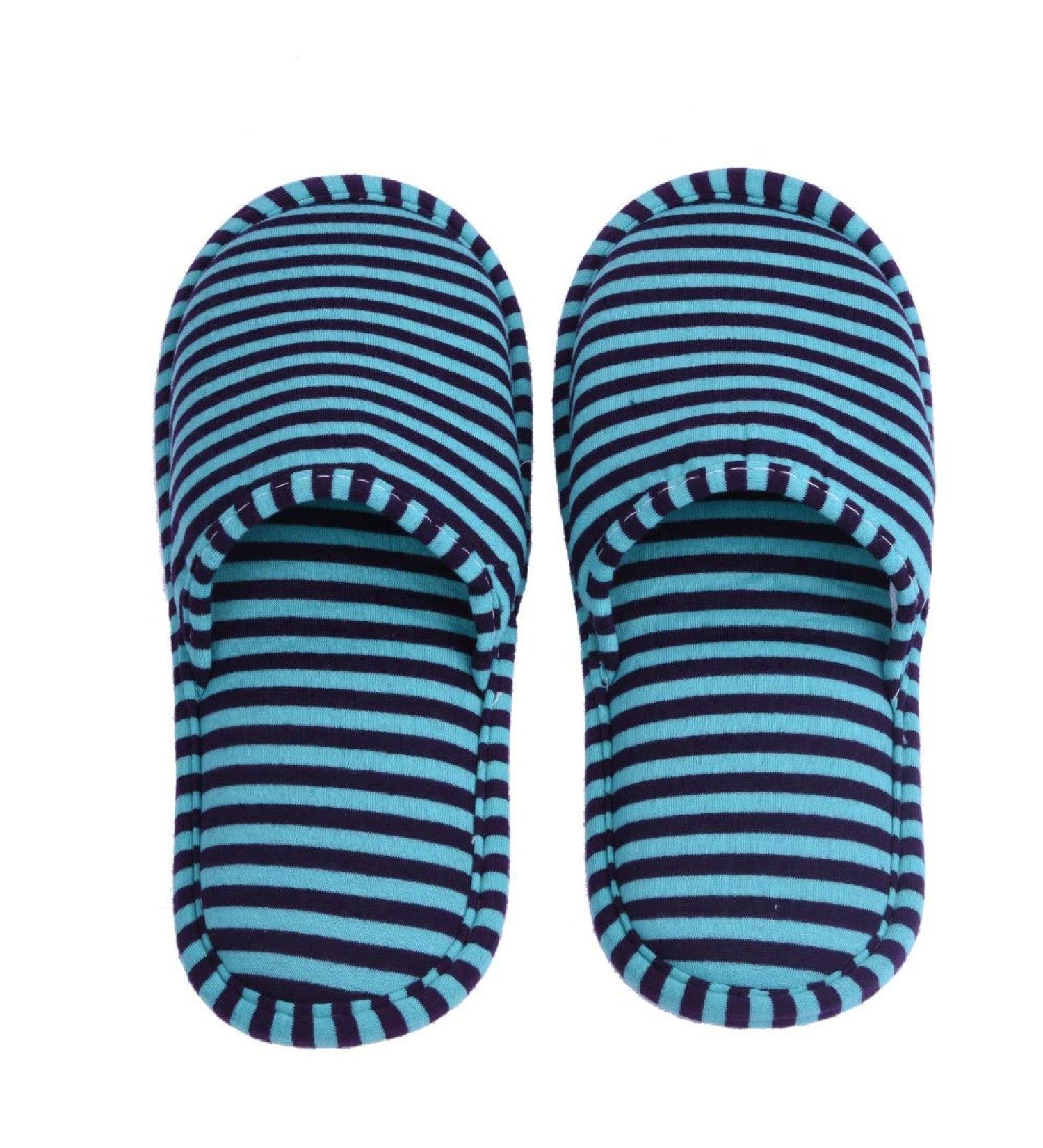 Alomejor Foldable Travel House Shoes | Portable Striped Spa Slippers | Washable Non-Slip Indoor Cotton Slippers - Buy Online on GoSupps.com