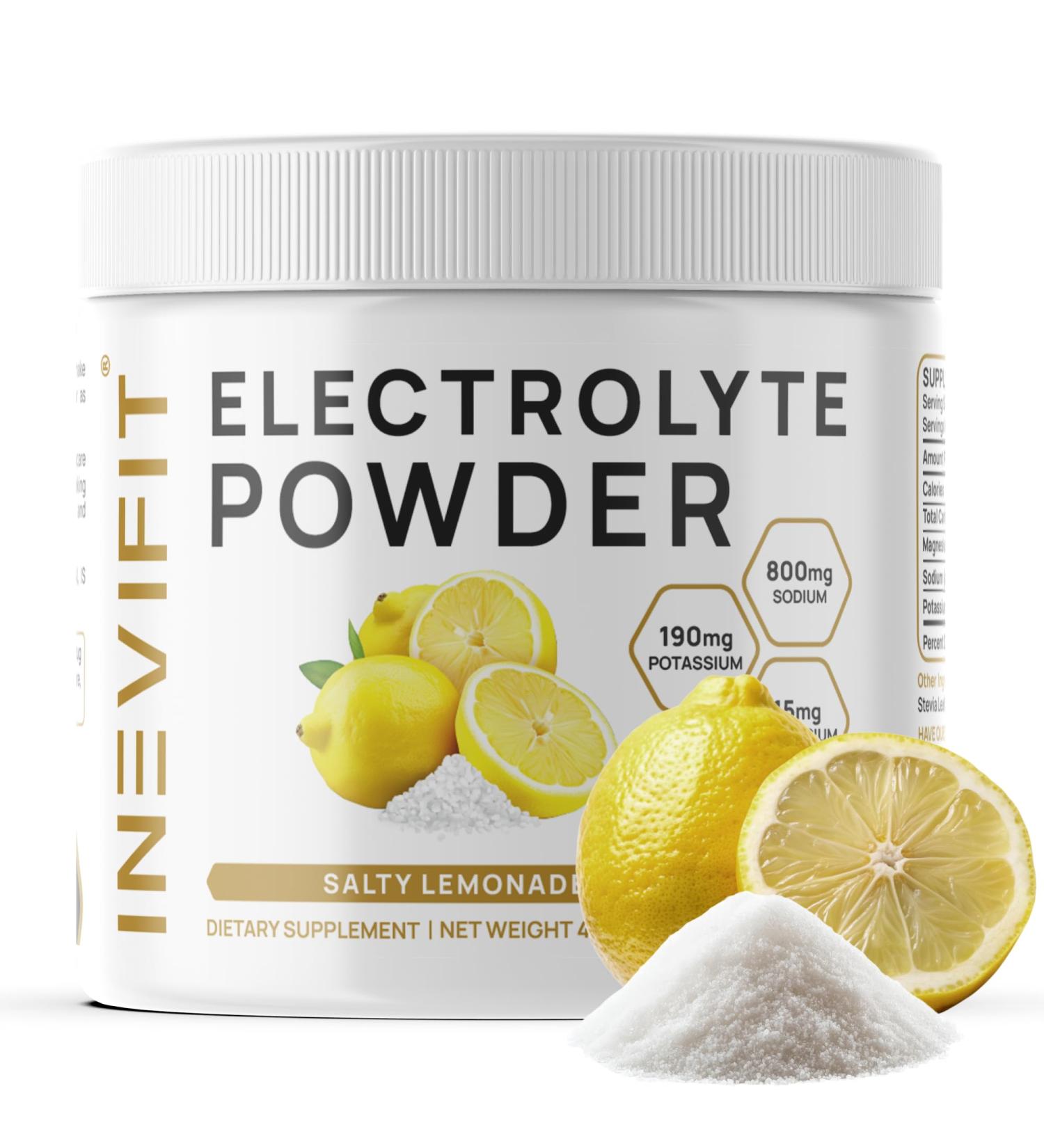 INEVIFIT Salty Lemonade Electrolyte Powder - Hydration & Recovery | Keto-Friendly Zero Sugar Stevia Sweetened | Sodium Potassium & Magnesium | Replenish Electrolytes | 30 Servings - Buy Online on GoSupps.com
