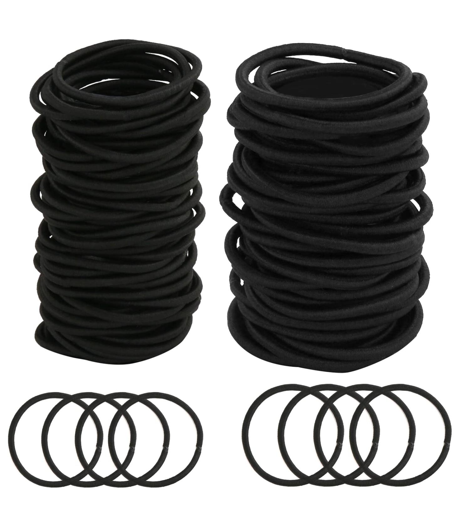 260 PCS Black Hair Ties Set for Women & Men - Premium Elastic Ponytail Holders for Thick Hair - 120PCS 4mm & 140PCS 3mm Hair Bands - Buy Online on GoSupps.com