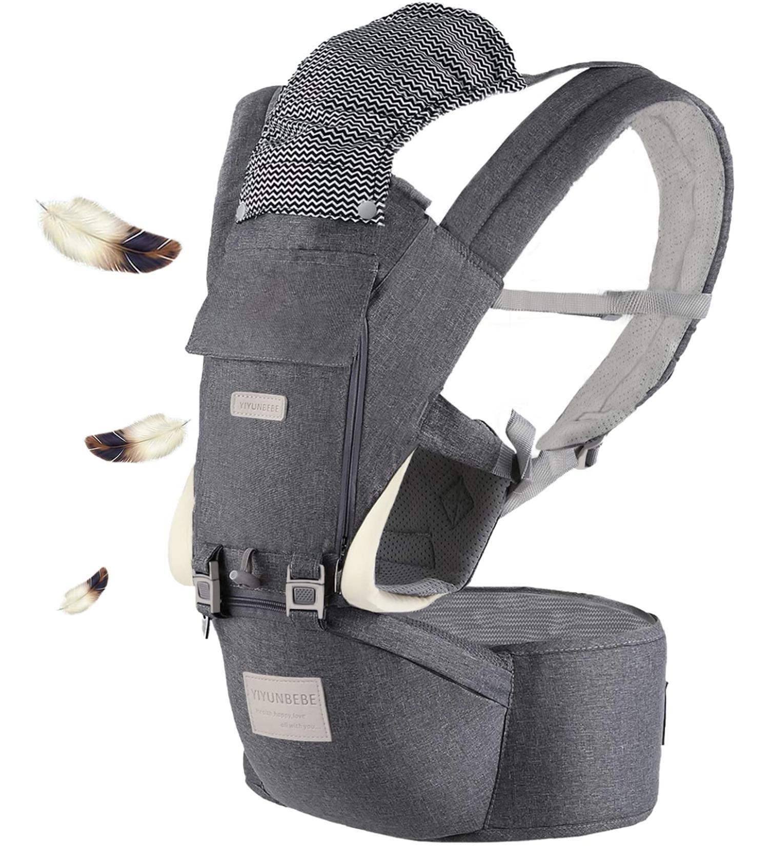 YIYUNBEBE Baby Carrier Newborns to Toddler 7-45 lbs All Seasons Foldable Baby Carriers Front and Back with Hip Seat Lumbar Support for Outdoor Hiking(Dark Grey) - Buy Online on GoSupps.com