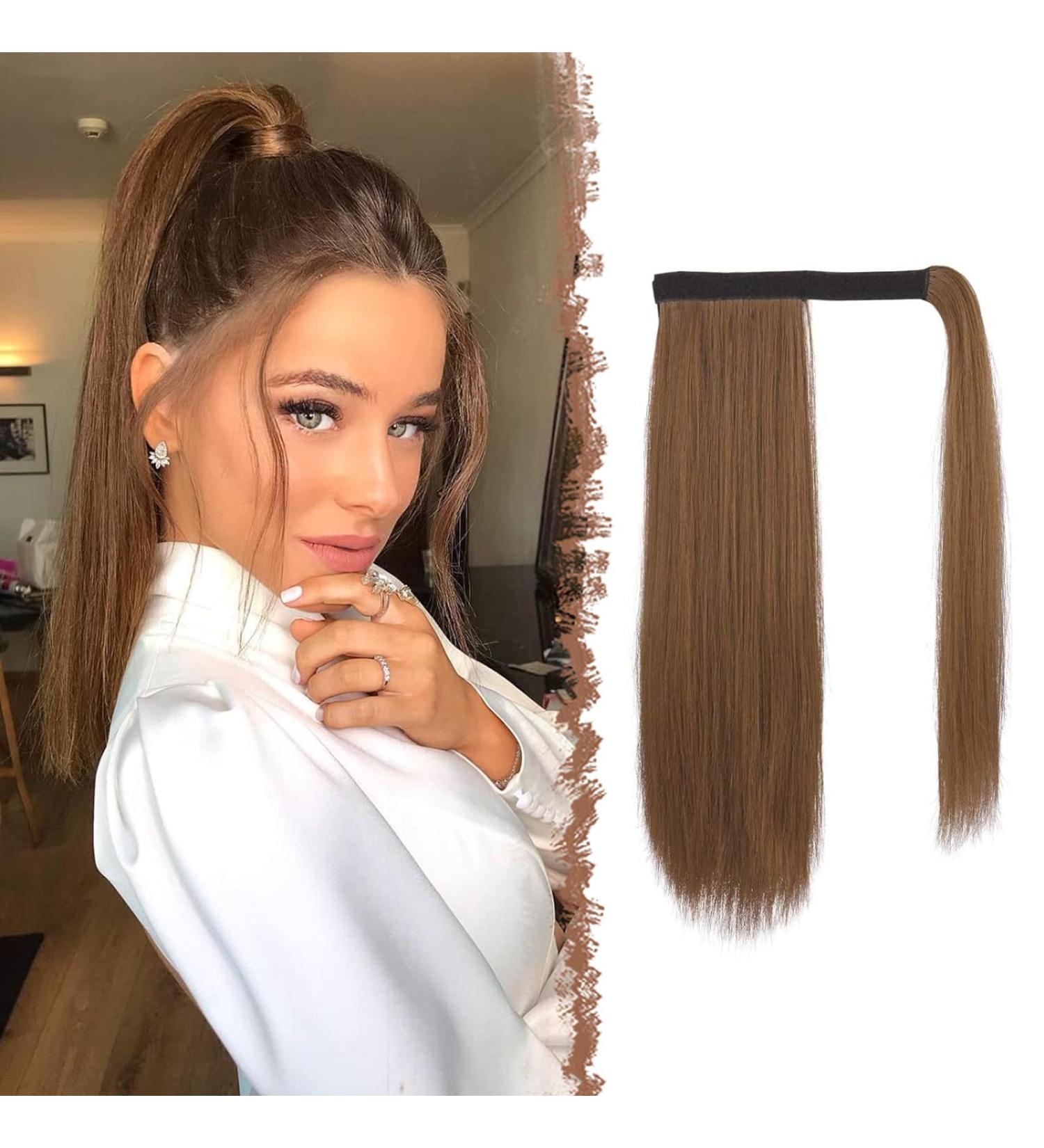 Fine Ponytail Extensions - Smooth Long 40cm Strawberry Blonde Hair Extensions for Women - Braid in Ponytail | International Shipping Available - Buy Online on GoSupps.com