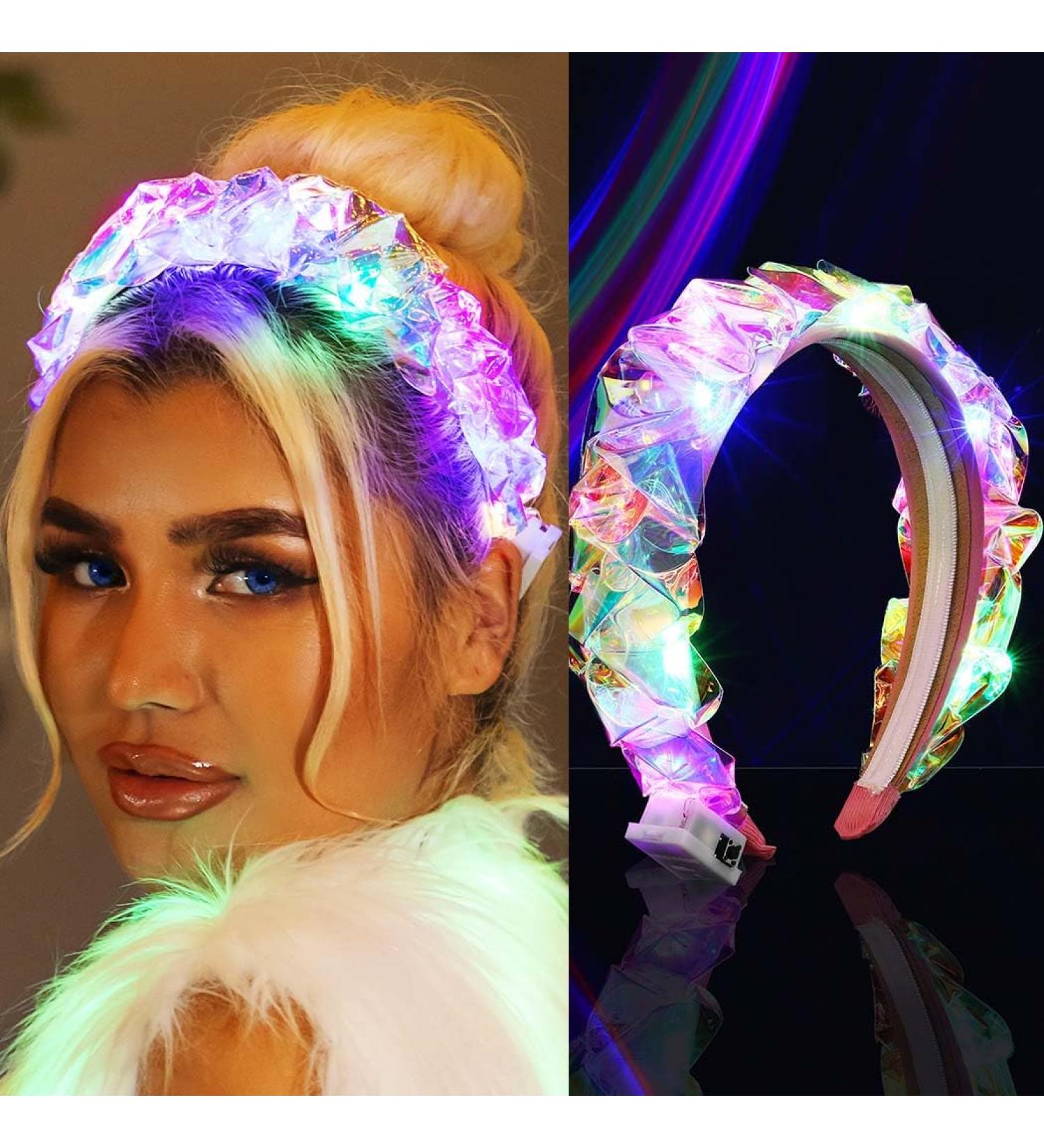 Vakkery Light Up Headbands LED Flashing Hair Band Luminous Laser Headdress Party Festival Hair Accessories for Women and Girls - Buy Online on GoSupps.com