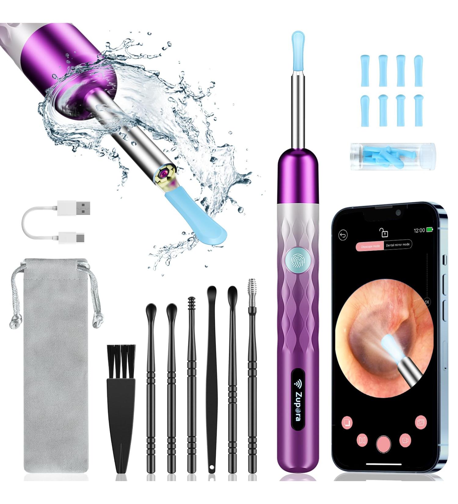 Zupora 1440P HD Ear Camera Ear Wax Removal Kit | WiFi Otoscope for Android & iOS | 6 Ear Pick Tools | Ear Cleaning Kit - Gradient Pink - Buy Online on GoSupps.com