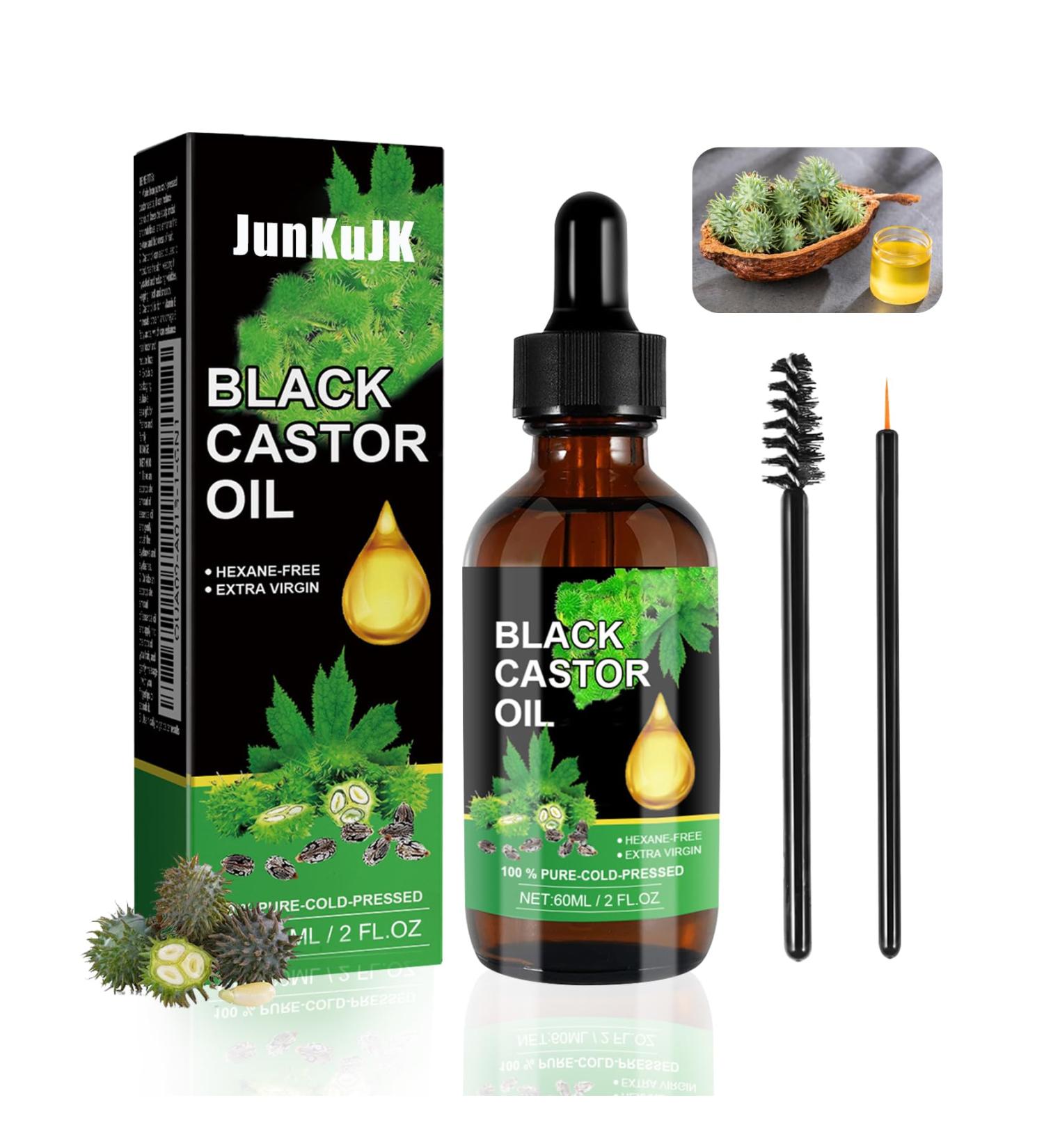 Premium Organic Black Castor Oil for Eyelashes & Eyebrows - 60ML Cold Pressed Hair Growth Solution - Buy Online on GoSupps.com