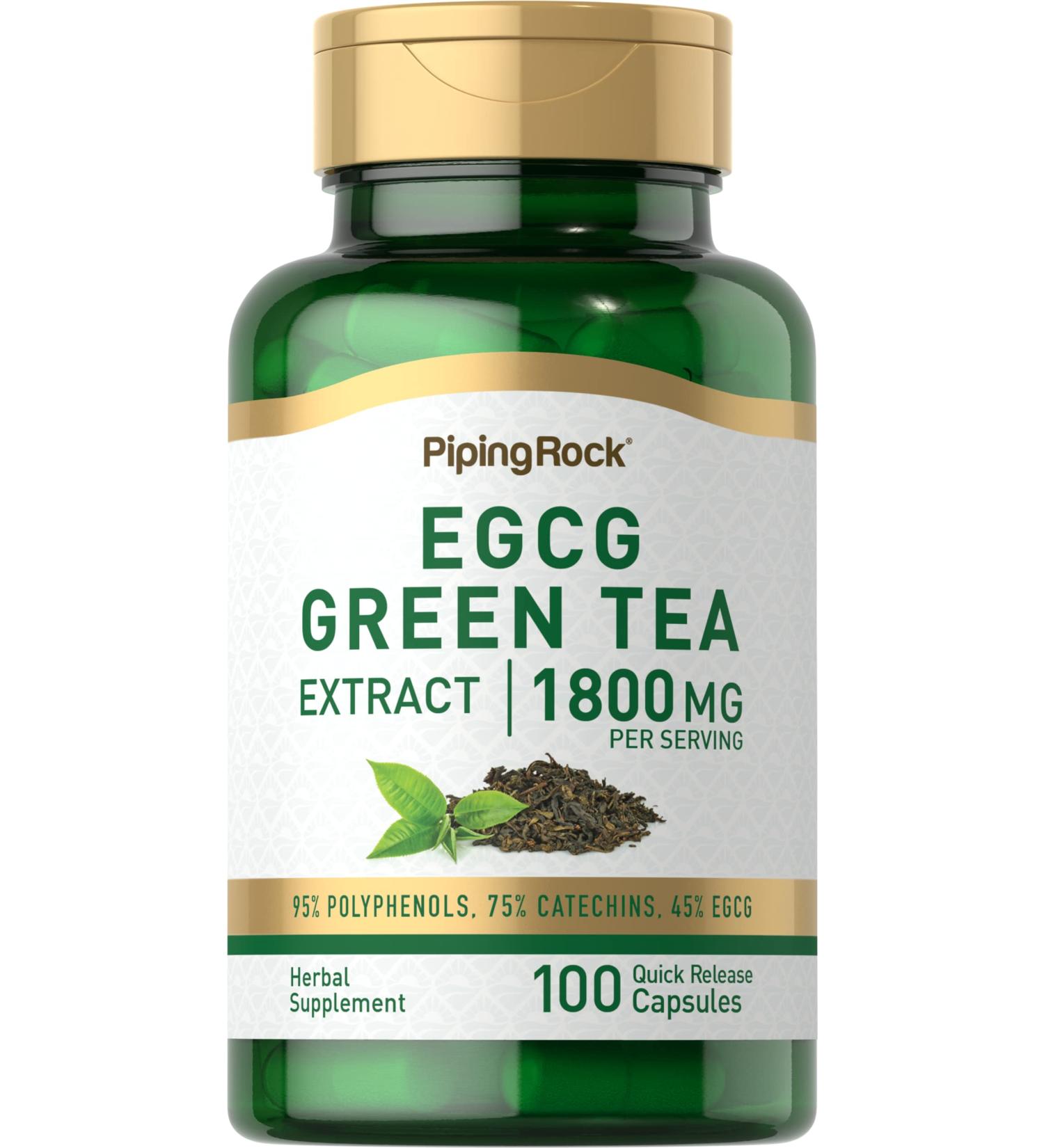 Piping Rock EGCG Green Tea Extract 1800mg - 100 Capsules | Standardized Non-GMO Supplement - Buy Online on GoSupps.com