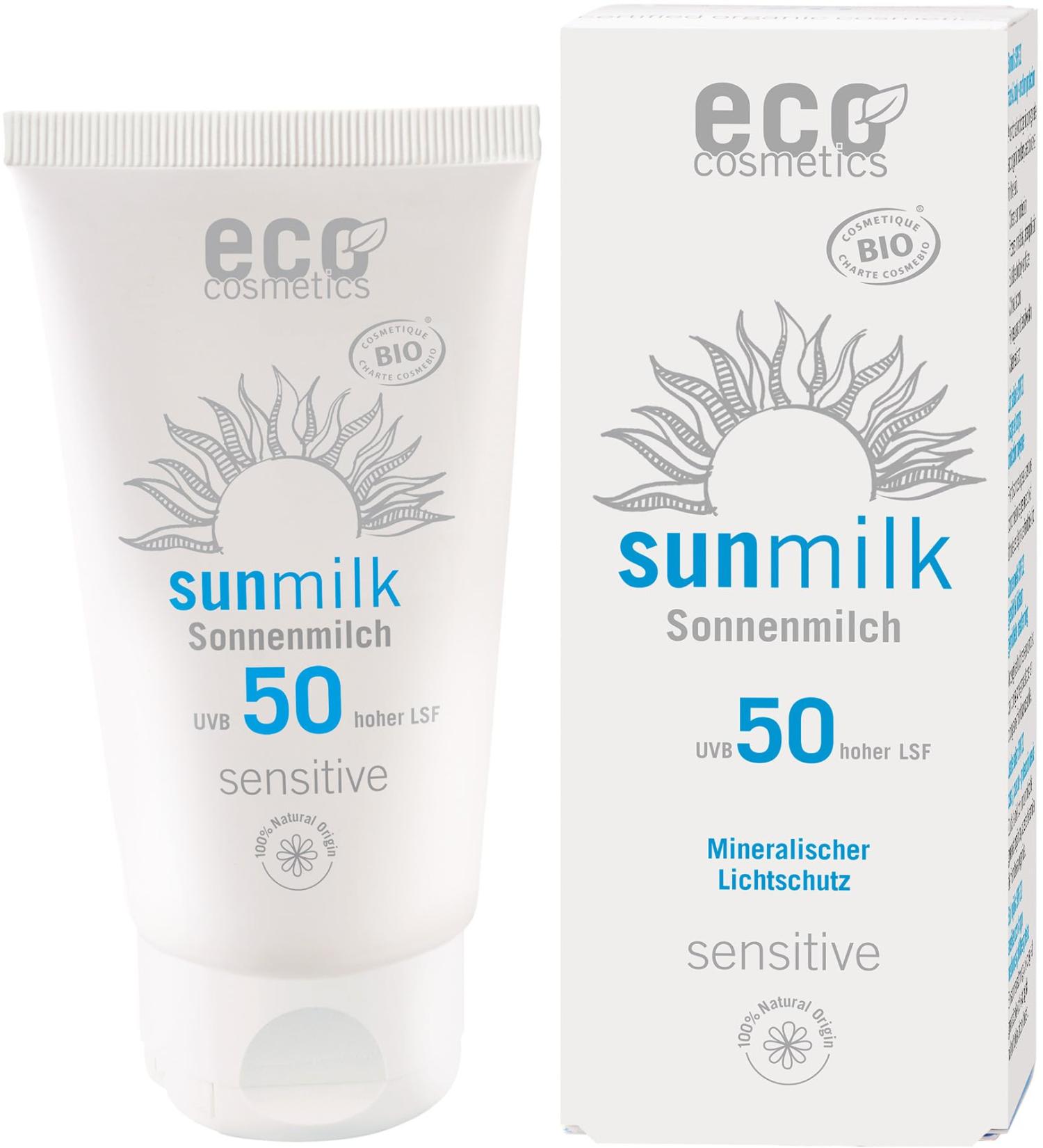eco cosmetics sun lotion SPF 50 with raspberry and pomegranate (2 x 75 ml) 75 ml (pack of 2)