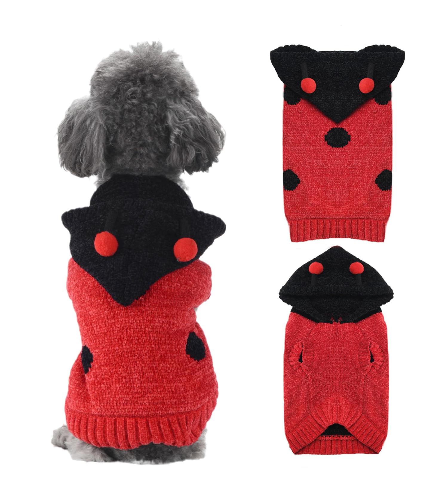 TENGZHI Dog Jumpers Puppy Pullover Dog Hoodies Small Dog Sweaters Puppy Cat Jumpers Ladybug with Lovely Antennae(Ladybug L) Large Ladybug - Buy Online on GoSupps.com