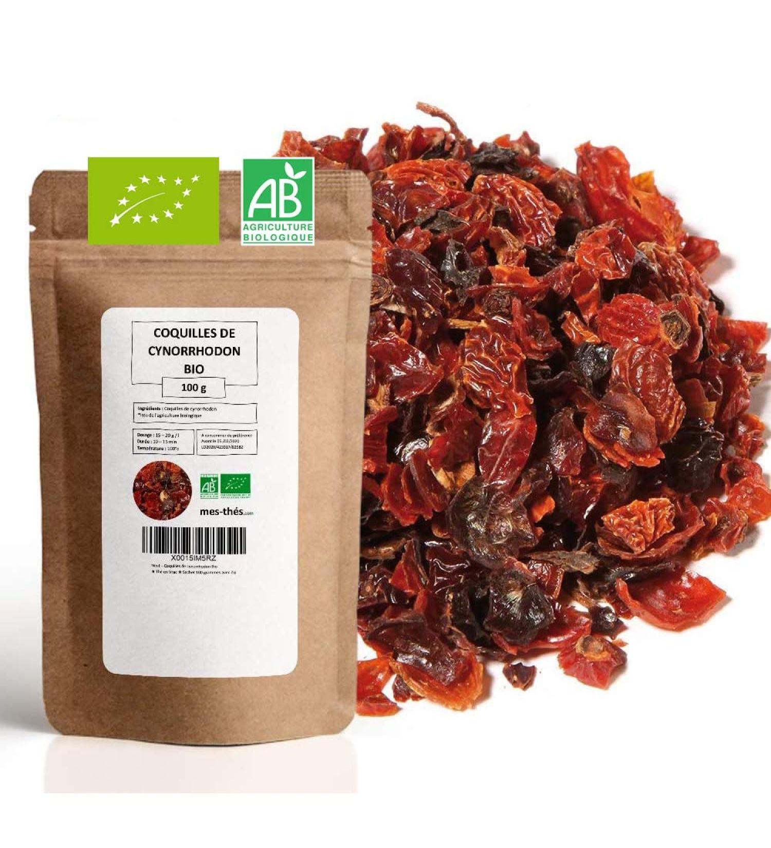 Coquilles de cynorrhodon Bio - Herbes en vrac - 100g (40 tasses) - 100% Agriculture Biologique - Mes-Th s Cynorrhodon 100 - Buy Online on GoSupps.com