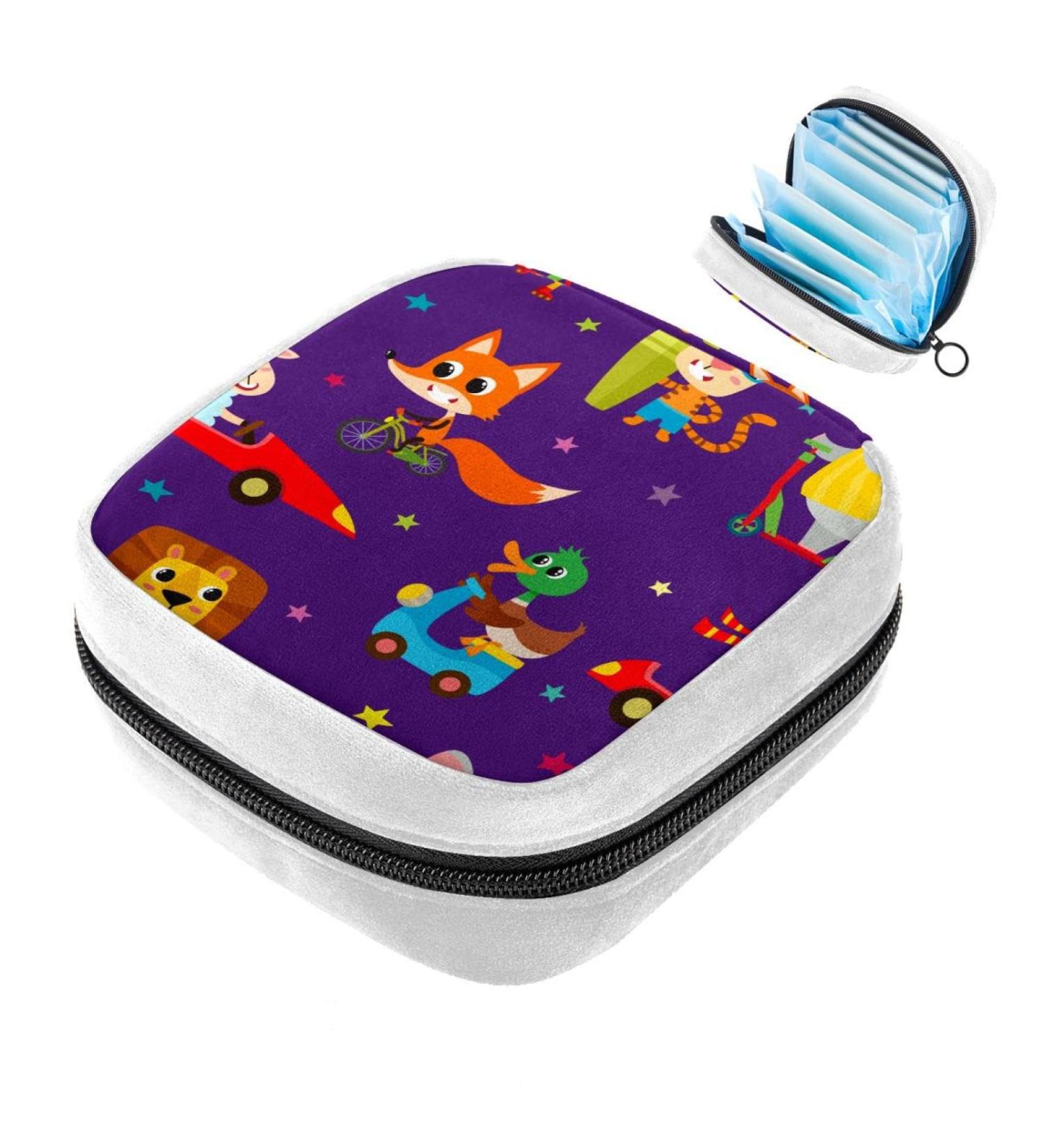 Abstract Colorful Animals Sanitary Napkin & Tampon Storage Bag - Period & Makeup Pouch Color69 - Buy Online on GoSupps.com