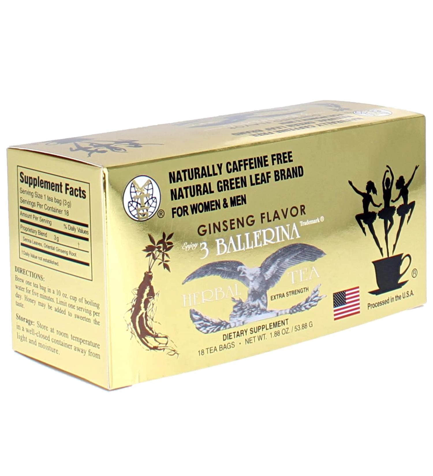 3 Ballerina Ginseng Tea Extra Strength Herbal Tea Bags for Men and Women 18 Count - Buy Online on GoSupps.com
