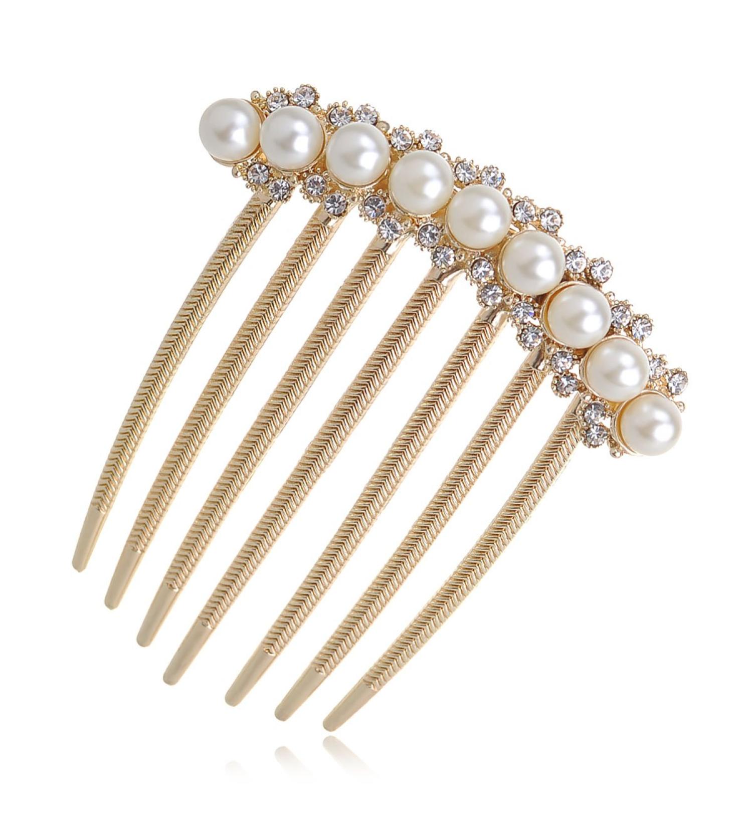 Ivory Pearl Crystal Wedding Bridal Hair Comb - Elegant Rhinestone Hairpin Accessory - Buy Online on GoSupps.com
