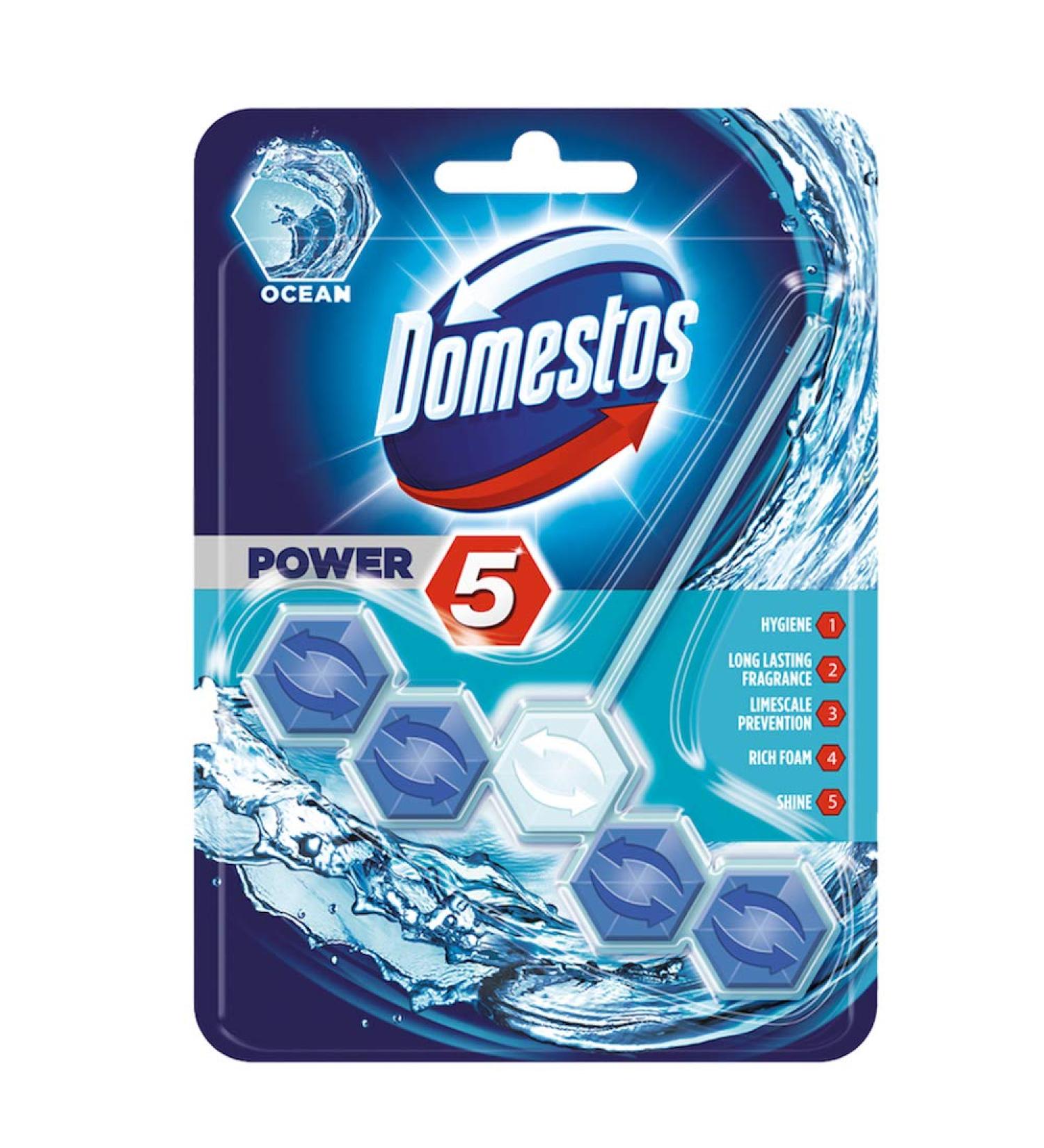 Domestos Power 5 Toilet Rim Block Ocean - 1 Piece Pine - Pack of 1 - Buy Online on GoSupps.com