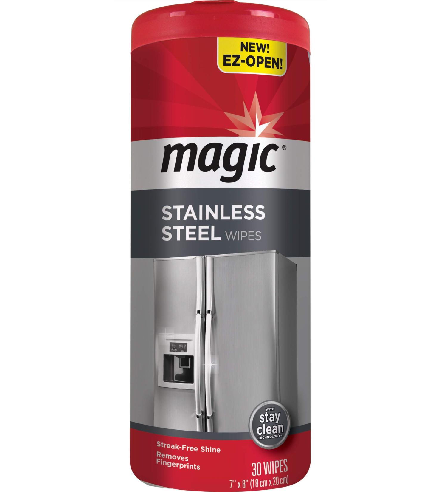 Magic Stainless Steel Wipes - Removes Fingerprints, Residue, Water Marks, and Grease - 30 Count - Buy Online on GoSupps.com