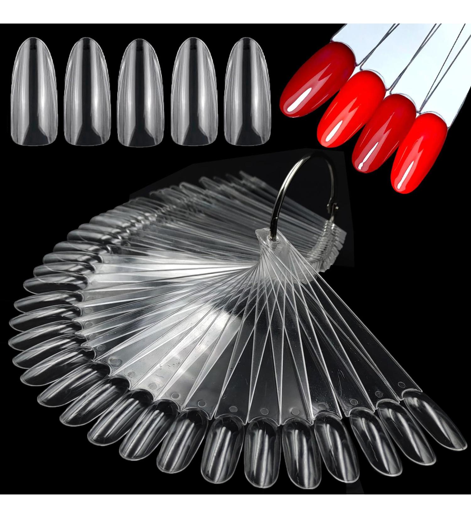 LoveOurHome 150pc Almond Nail Swatch Sticks | Vanish Gel Polish Color Display | Clear Almond Fan Cards | Nail Art Practice Sample Tools with Rings - International Shipping Available - Buy Online on GoSupps.com