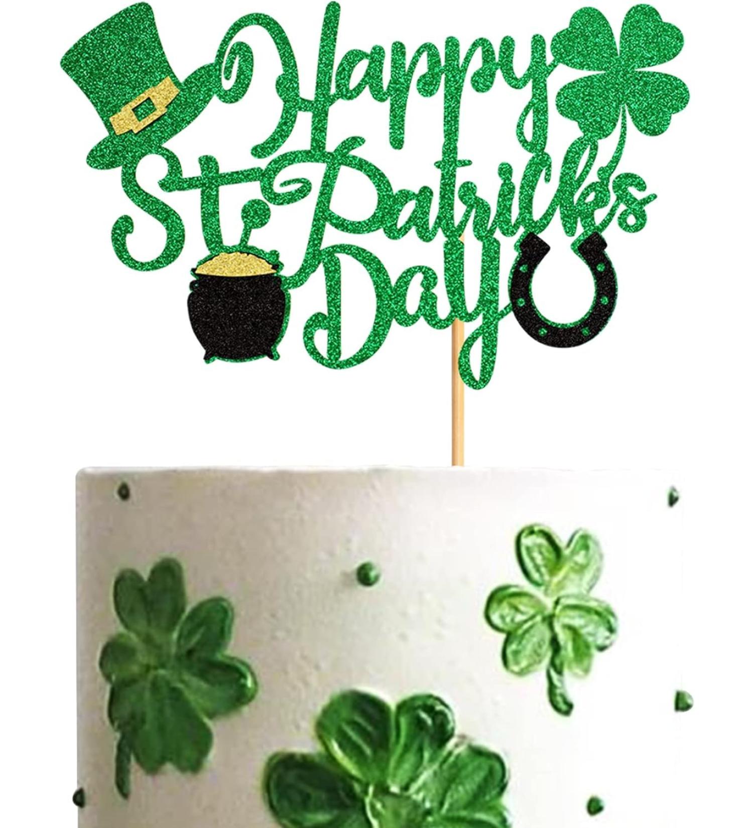 Ercadio 1 Pack Happy St Patrick's Day Cake Toppers Happy St Patrick's Day Cake Picks with Four Leaf Green Hat for st.Patrick s Day Birthday Baby Shower Party Cake Decor Supplies Pattern 12 - Buy Online on GoSupps.com
