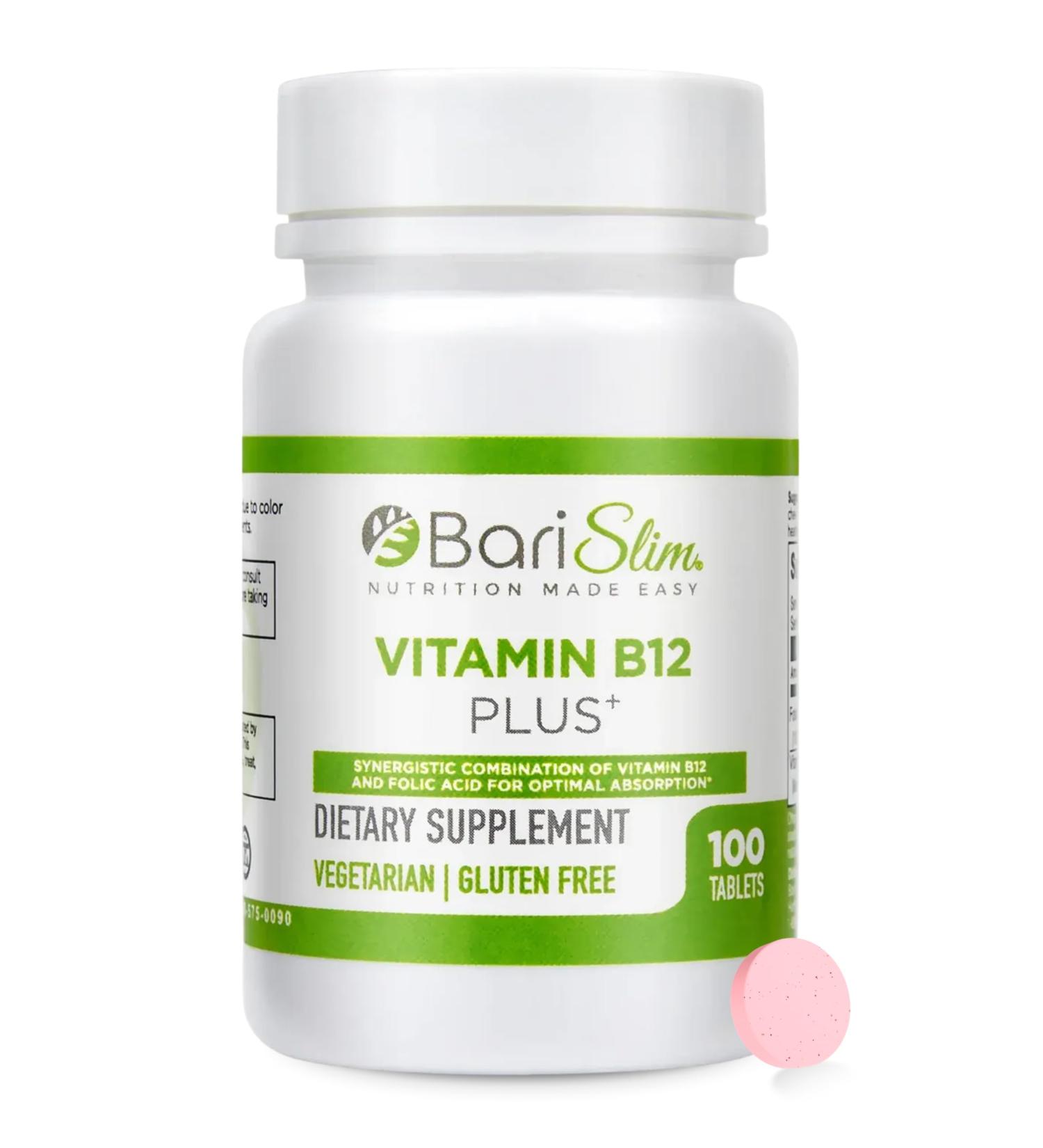 BariSlim Vitamin B12 Plus Tablets - Bariatric Formulated for Post Weight Loss Surgery Including Gastric Bypass & Gastric Sleeve - Supports Energy Levels & Overall Health | Cherry Flavor - Buy Online on GoSupps.com