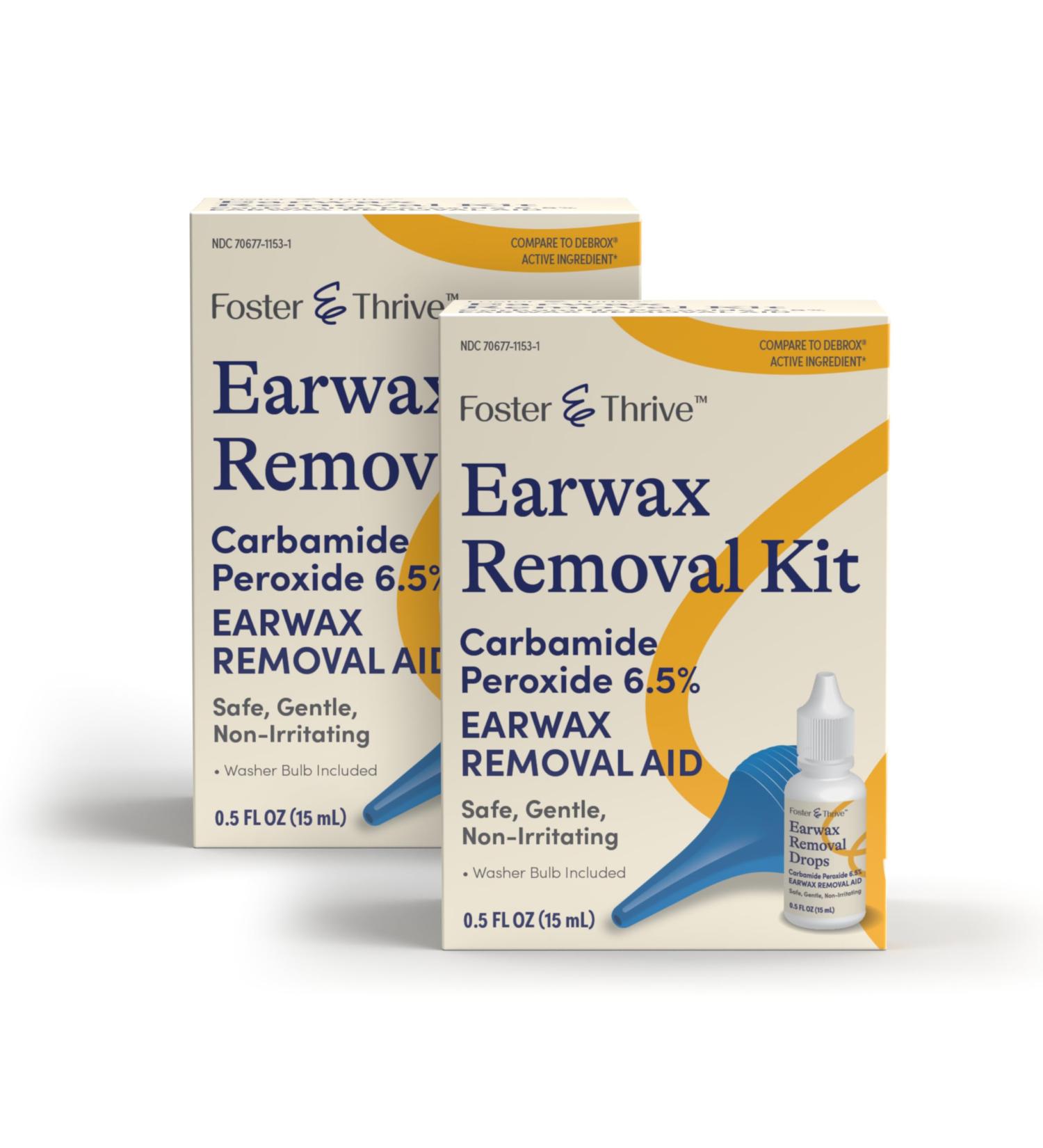 Foster & Thrive Earwax Removal Kit Softens & Loosens Excess Earwax Safe Gentle and Non-Irritating Carbamide Peroxide 6.5% Includes Drops and Ear Syringe Bulb 0.5 Oz Pack of 2 - Buy Online on GoSupps.com