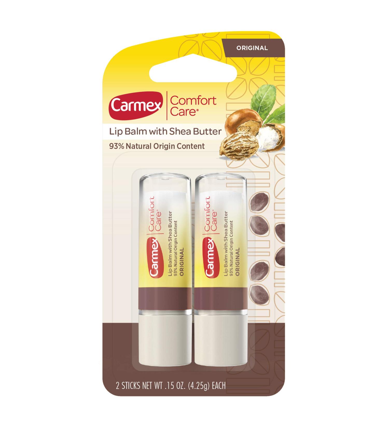 Carmex Comfort Care Lip Balm Sticks with Shea Butter - 0.15 OZ, 2 Count (Pack of 1) - Buy Online on GoSupps.com