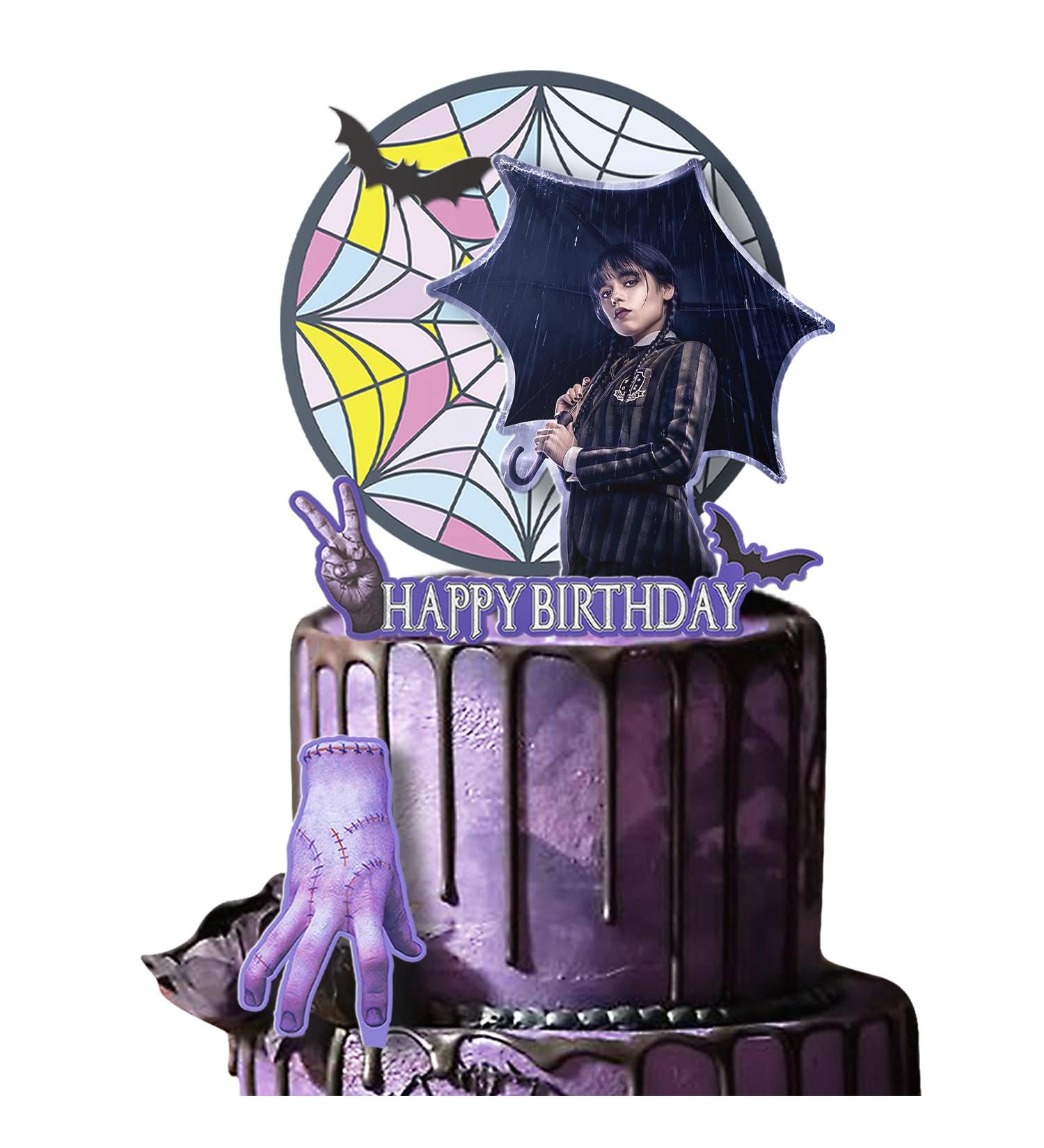 5 counts Wednesday Cake Toppers Cupcake Toppers Cake Decorations for Addams Theme Birthday Party Supplies - Buy Online on GoSupps.com