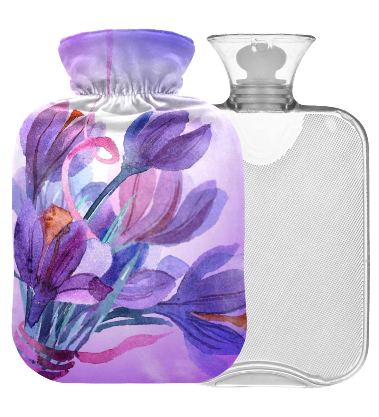 Buy NAANLE 2L Hot Water Bottle with Cover - Lavender Flower Design for Back Pain Relief & Heat Therapy | International Shipping Available - Buy Online on GoSupps.com