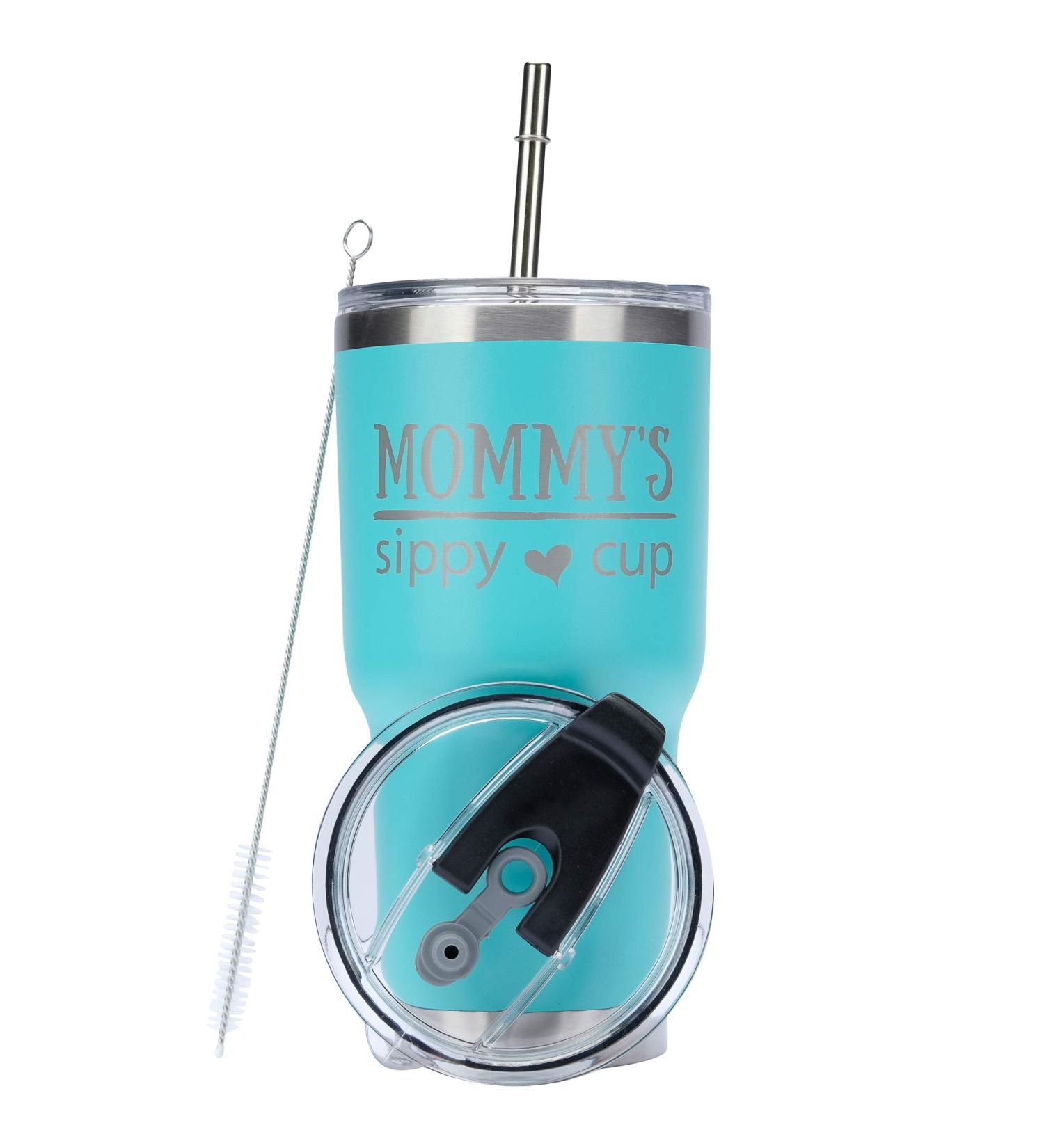 Greatness Line Mommy's Sippy Cup 30 oz Teal Stainless Steel Tumbler - Ideal Gift for Moms-To-Be - Buy Online on GoSupps.com