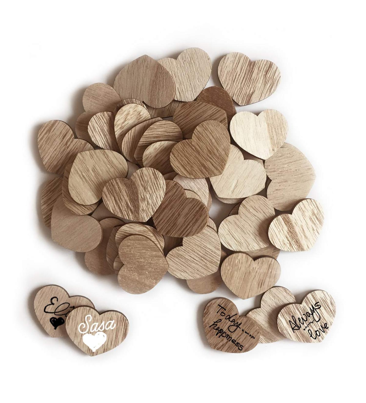 Y&K Homish Wooden Hearts Guest Book - Pack of 50 Blank Wood Signs for DIY Party Decor (Brown) - Buy Online on GoSupps.com