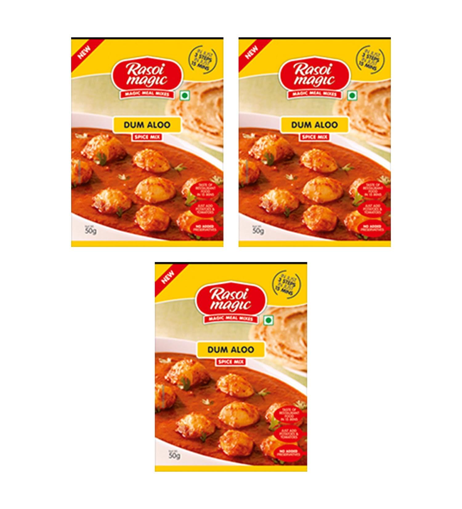 Rasoi Magic Various Seasoning Masala Powder (45 Gram) - A Mixture of Spices Adds Taste - Aromatic & Enhances Flavor of Meal (Dum Aloo Pack of 3)