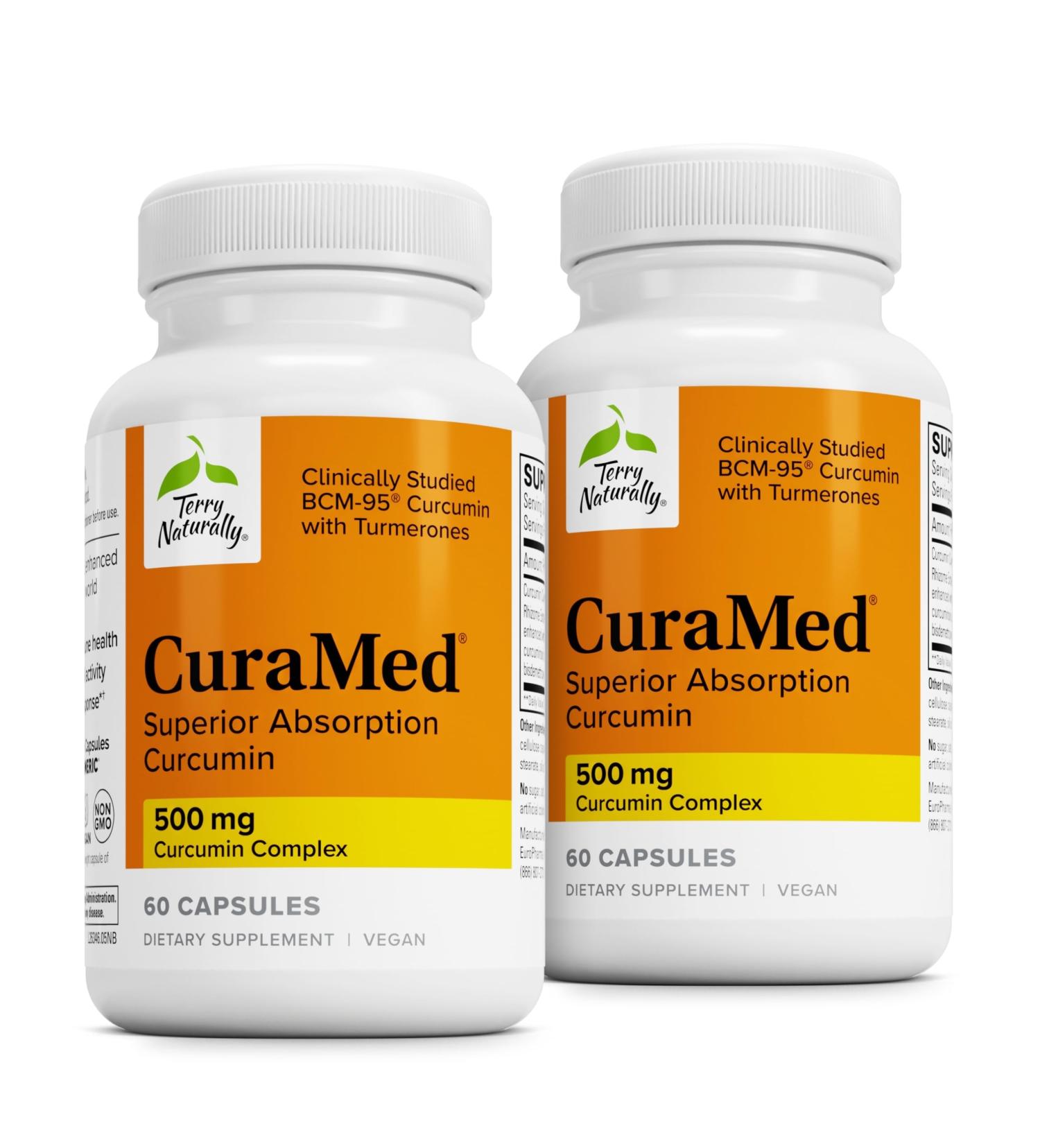 Terry Naturally CuraMed 500mg - Antioxidant Supplement for Brain & Immune Health Support - Supplement with Curcumin & Turmeric Essential Oil - Herbal Liver Support - 60 Capsules (Pack of 2) - Buy Online on GoSupps.com